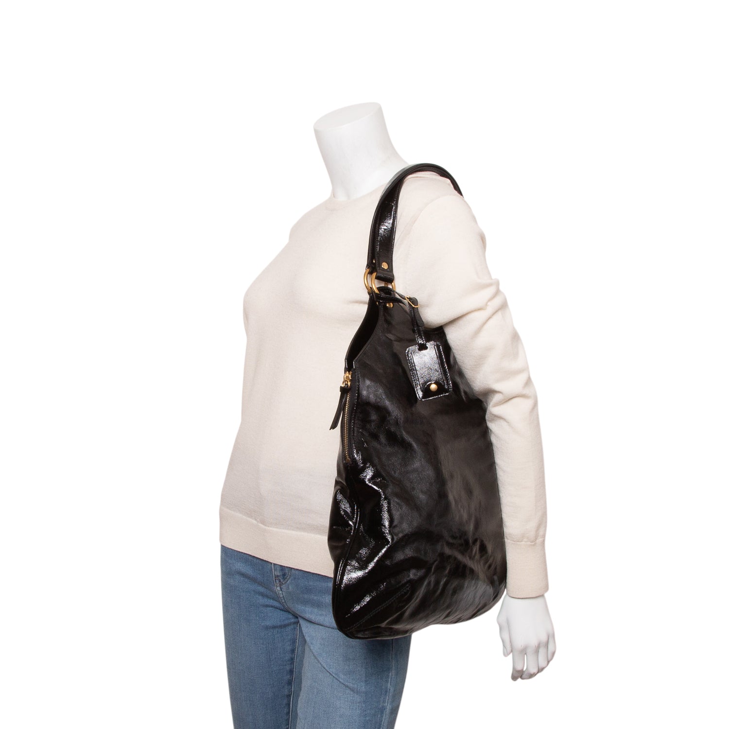Saint Laurent Black Patent Leather Metropolis Tribute Tote