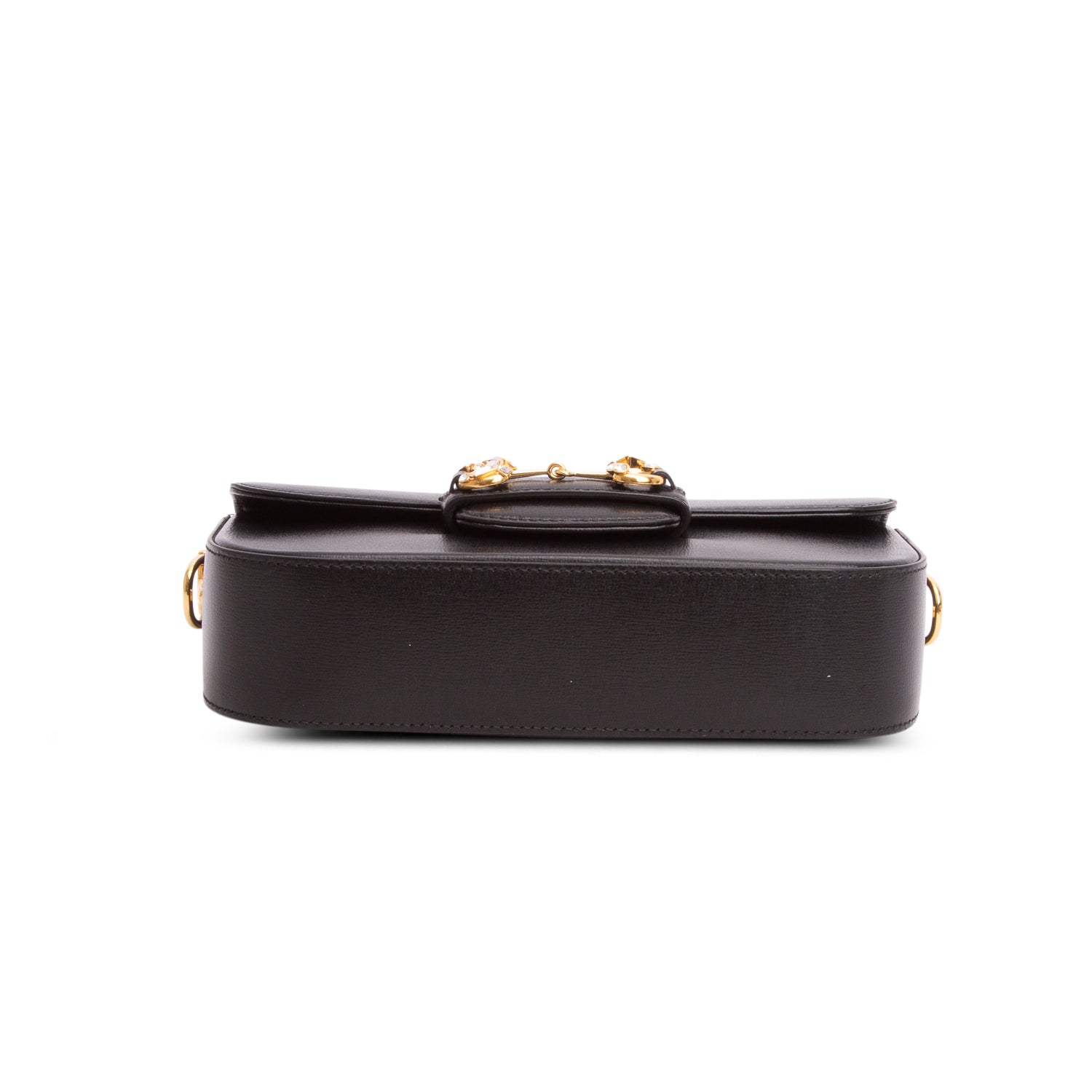 Gucci Black Azalea Calfskin Crystal Small Horsebit 1955 Shoulder Bag w/ Straps