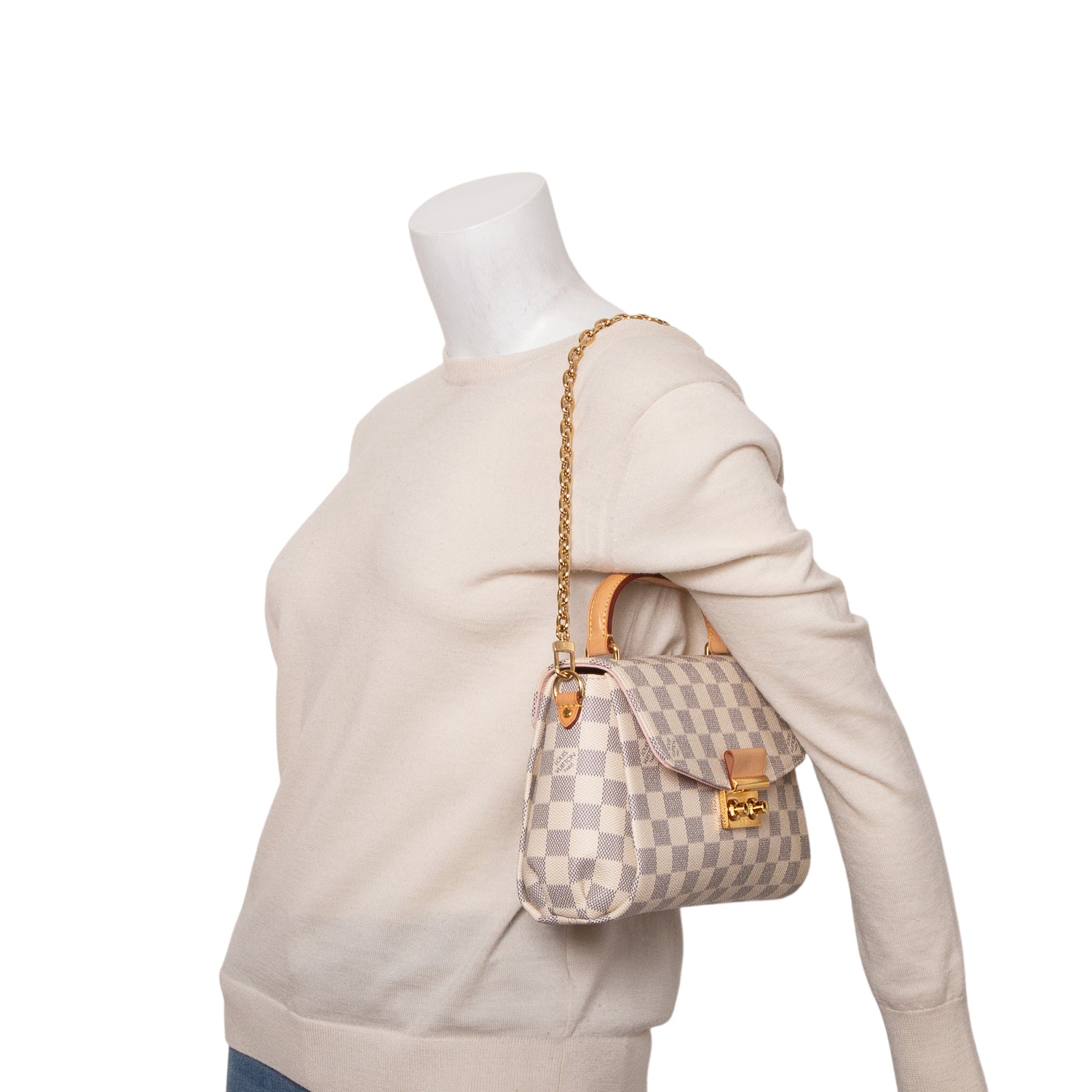 Louis Vuitton Damier Azur Croisette Bag w/ Chain