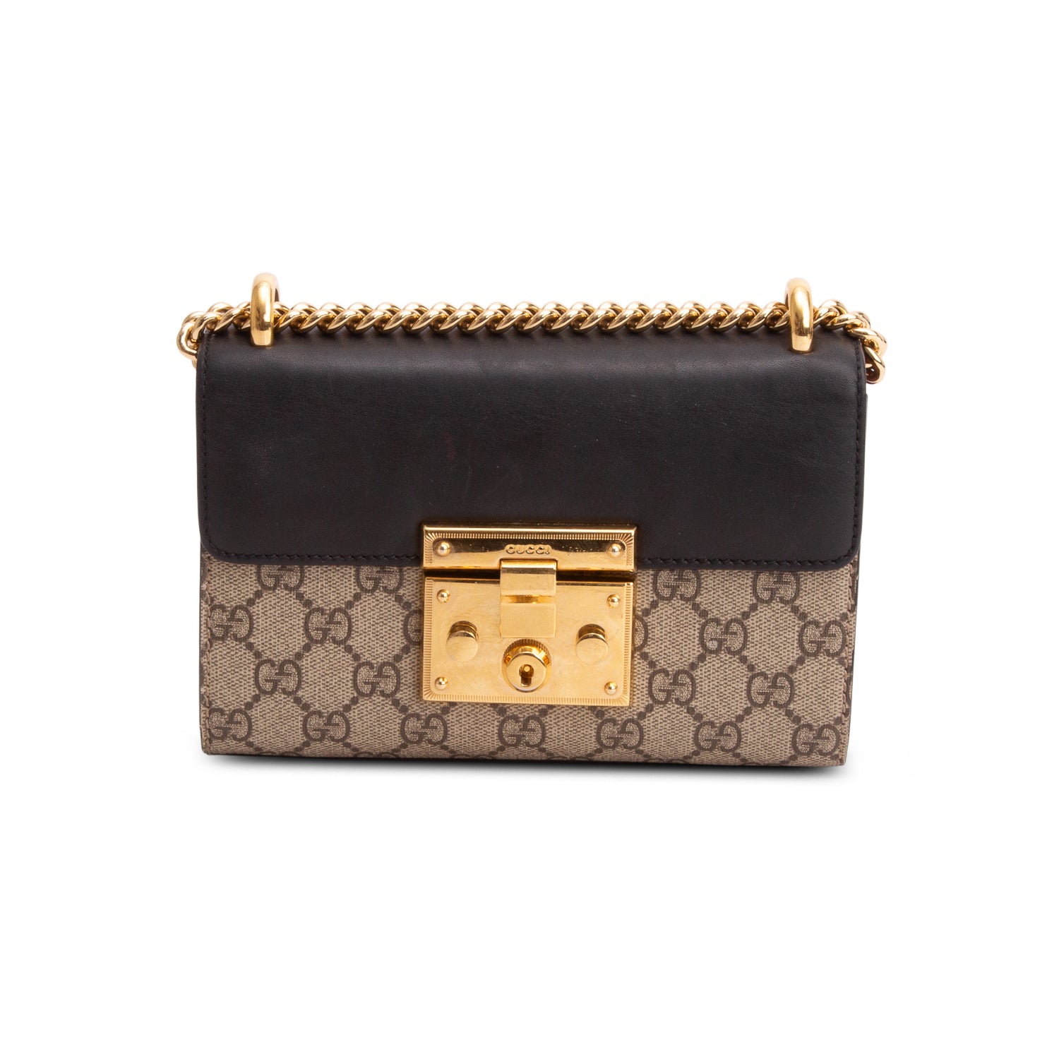 Gucci GG Supreme Monogram Moon Calfskin Small Padlock Shoulder Bag