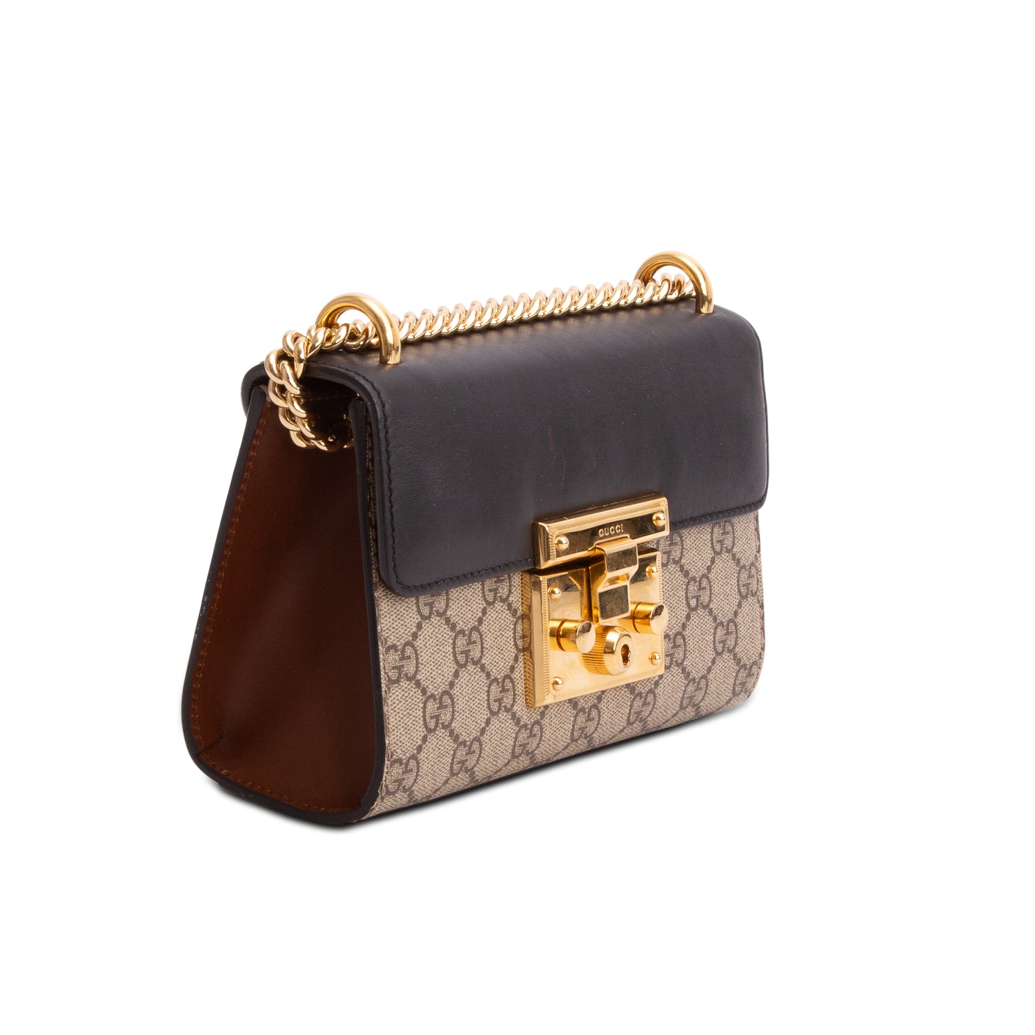 Gucci GG Supreme Monogram Moon Calfskin Small Padlock Shoulder Bag