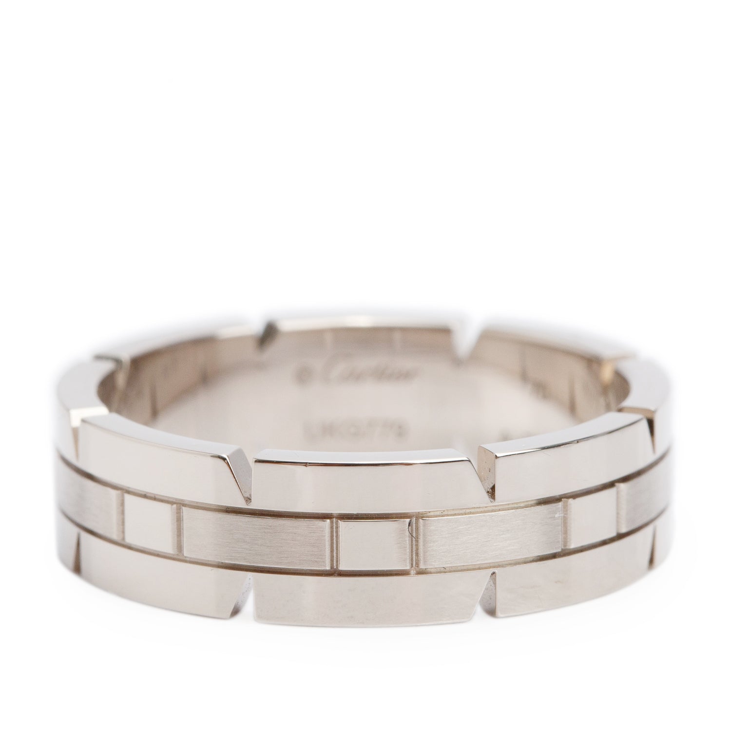 Cartier 18k White Gold Tank Francaise Ring, Size 70 13.25 w/ Box
