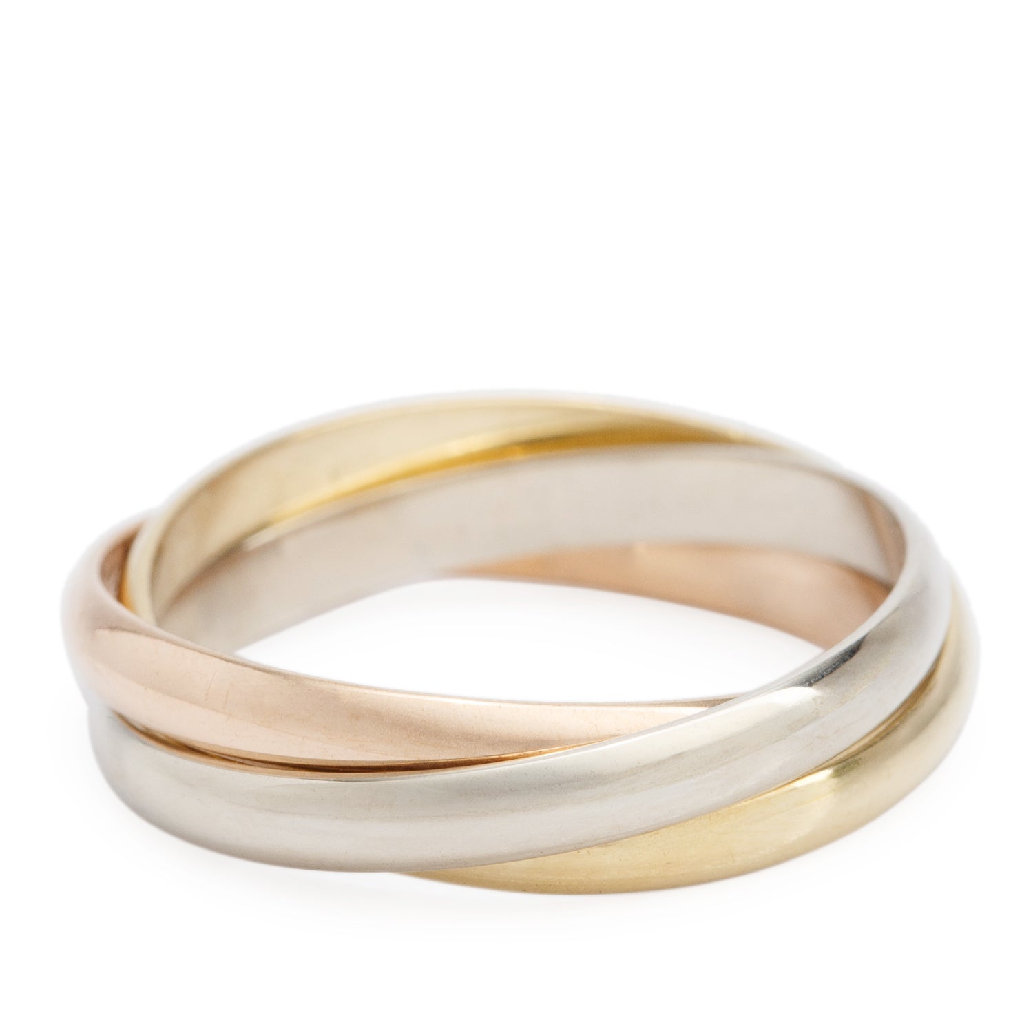Cartier Vintage 18k Tri-Gold Classic Trinity Rolling Ring, Small Model Size 58 8.5 w/ Receipt