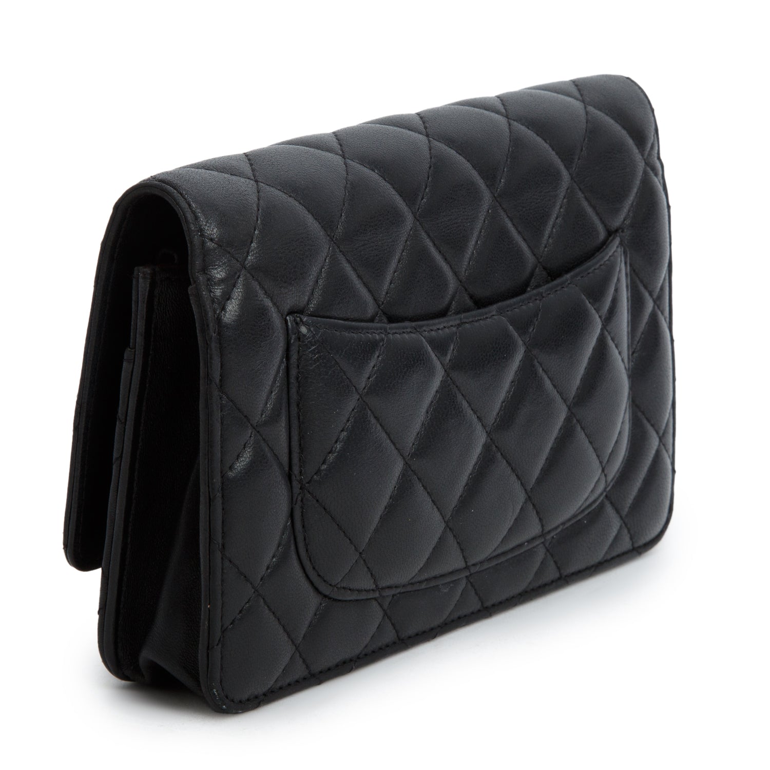 Chanel Black Lambskin Quilted Wallet on Chain WOC