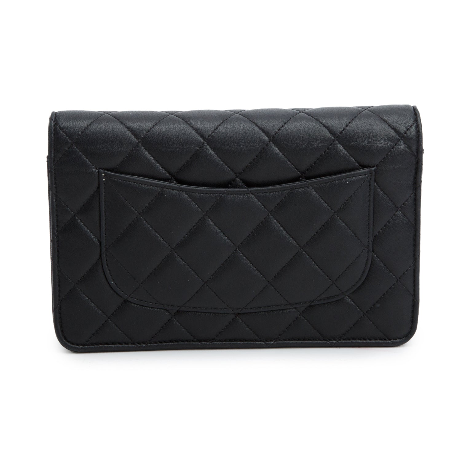 Chanel Black Lambskin Quilted Wallet on Chain WOC