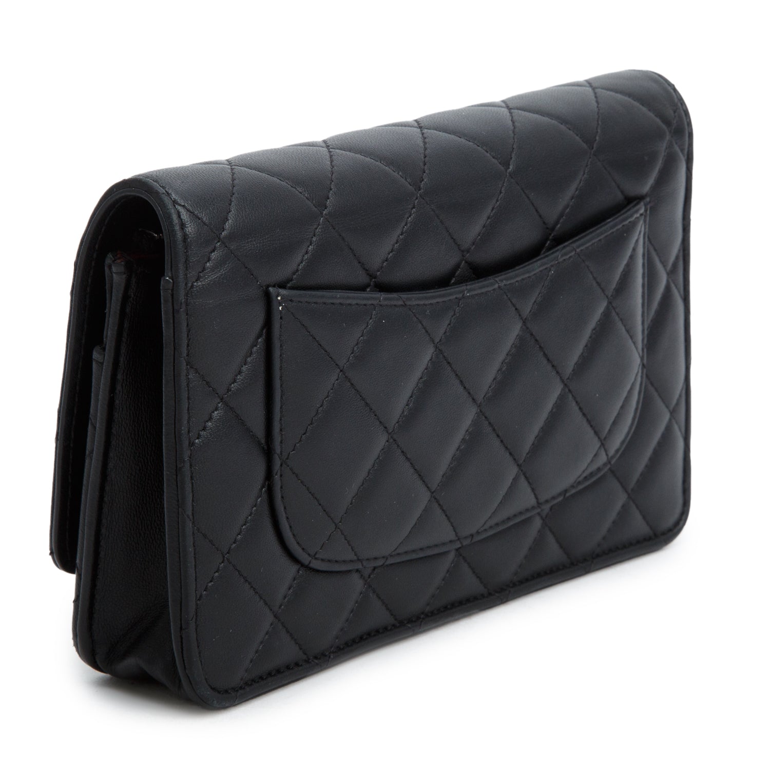 Chanel Black Lambskin Quilted Wallet on Chain WOC