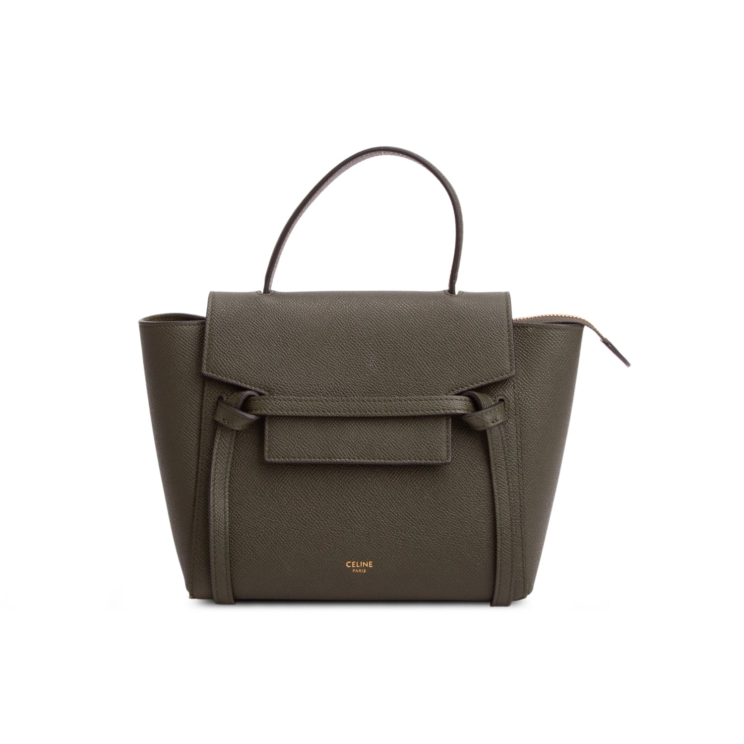 Celine Green Grained Calfskin Pico Belt Bag w/ Strap