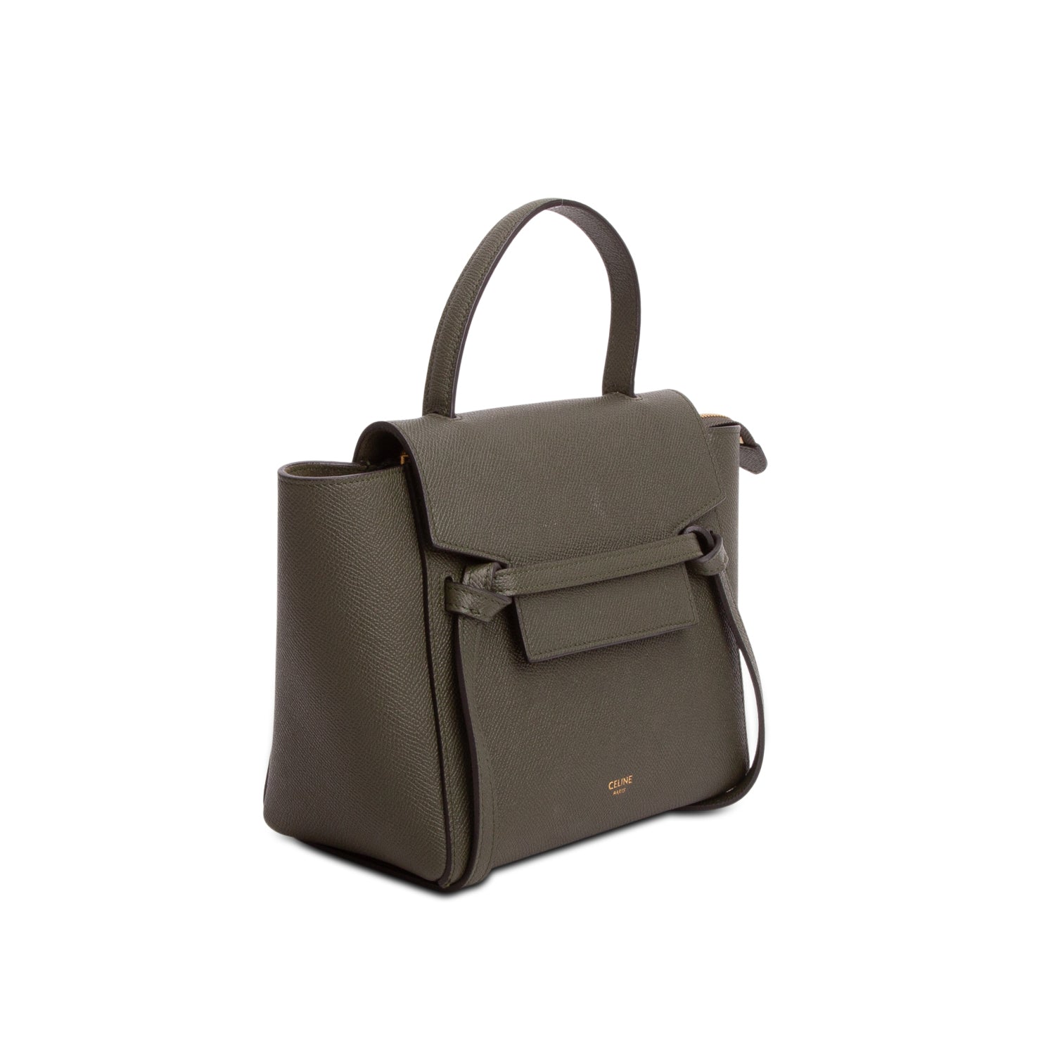 Celine Green Grained Calfskin Pico Belt Bag w/ Strap