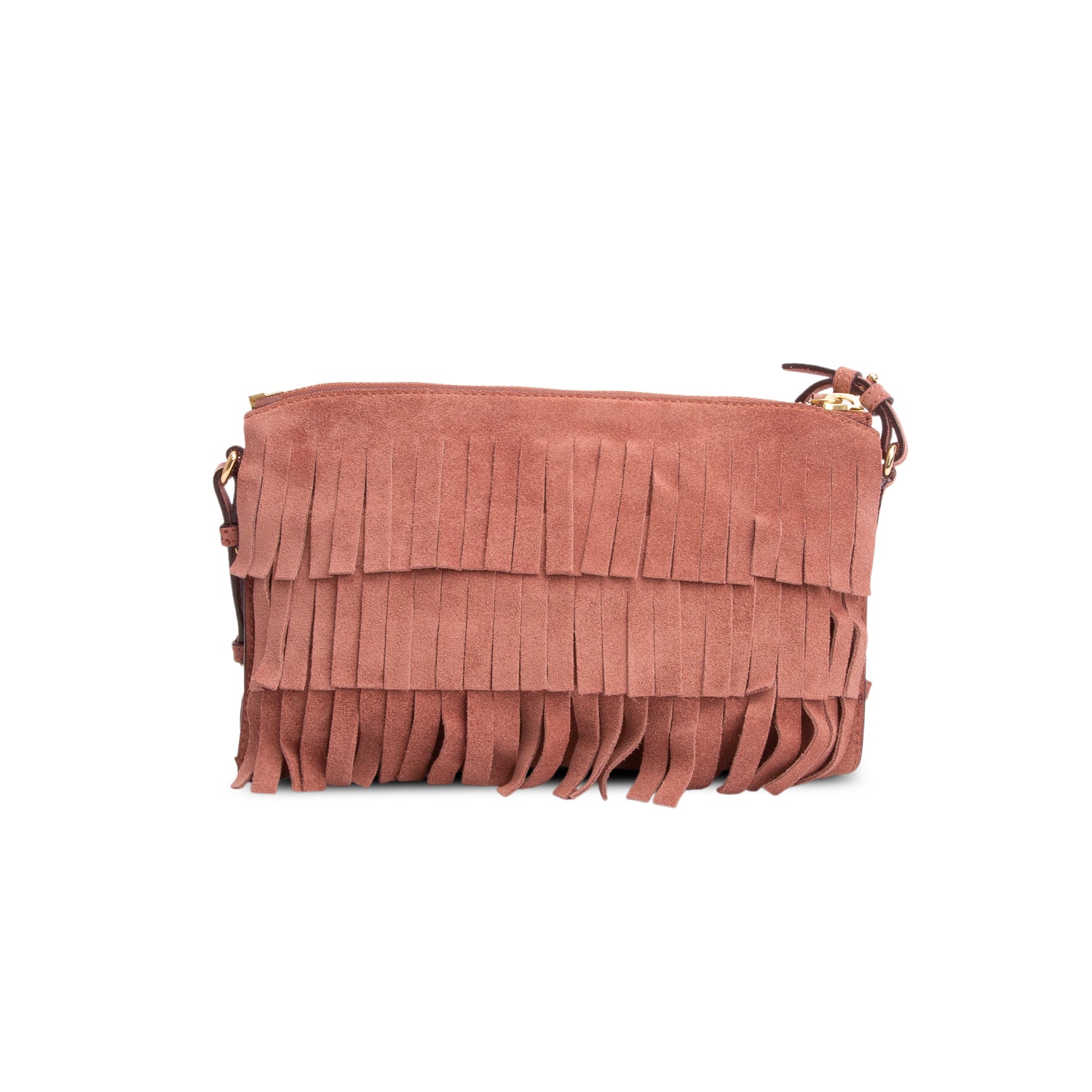 Burberry Pink Suede Peyton Fringe Crossbody Bag
