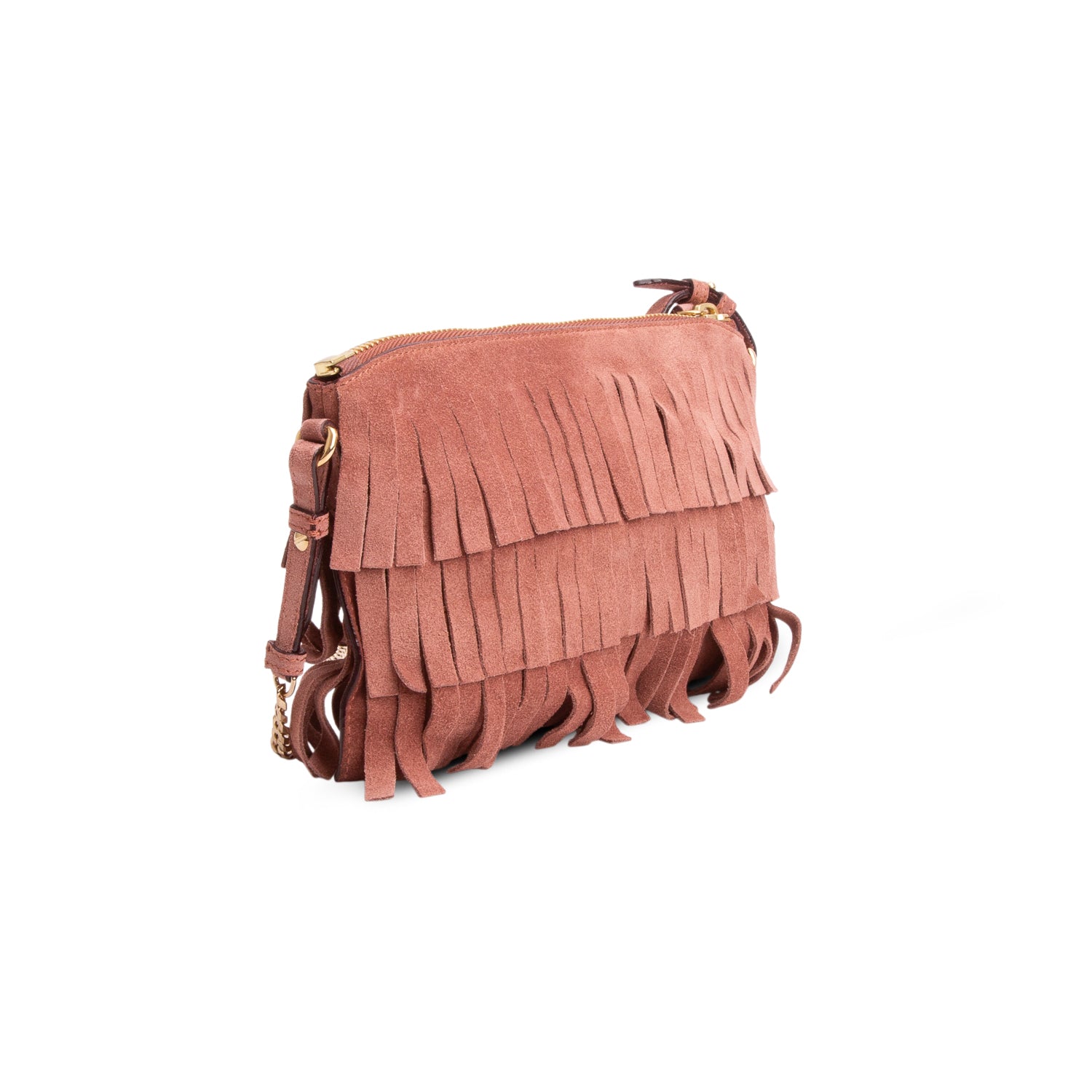 Burberry Pink Suede Peyton Fringe Crossbody Bag