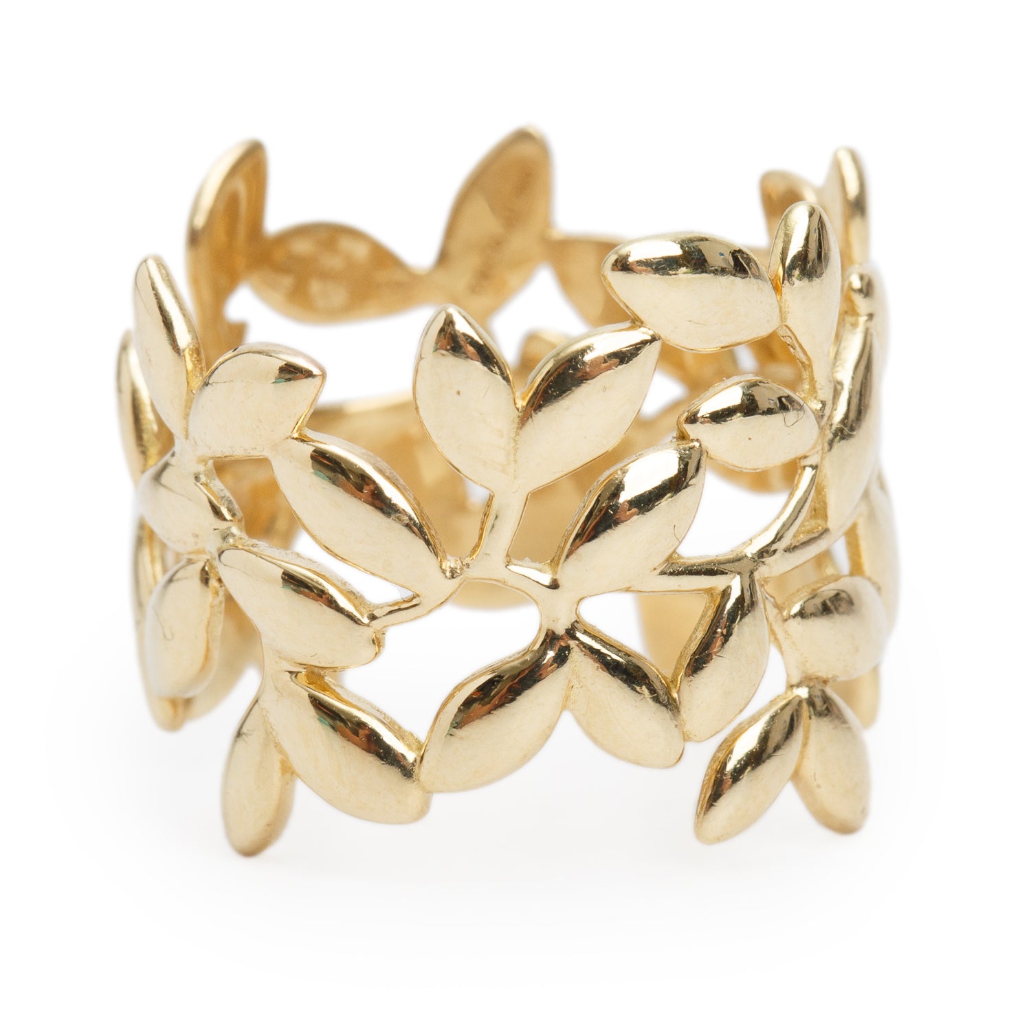 Tiffany & Co. Paloma Picasso 18k Yellow Gold Olive Leaf Wide Ring, Size 7.5 w/ Box