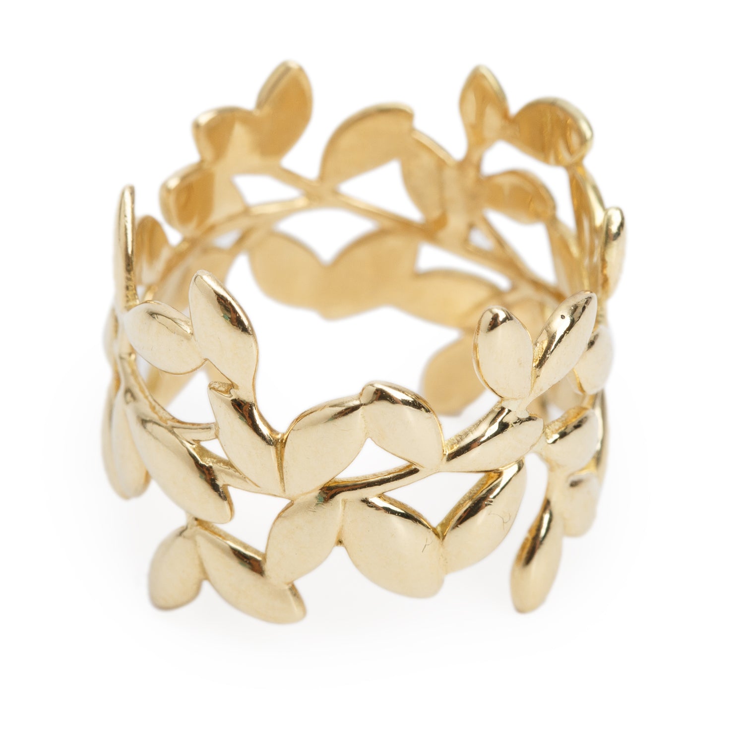 Tiffany & Co. Paloma Picasso 18k Yellow Gold Olive Leaf Wide Ring, Size 7.5 w/ Box