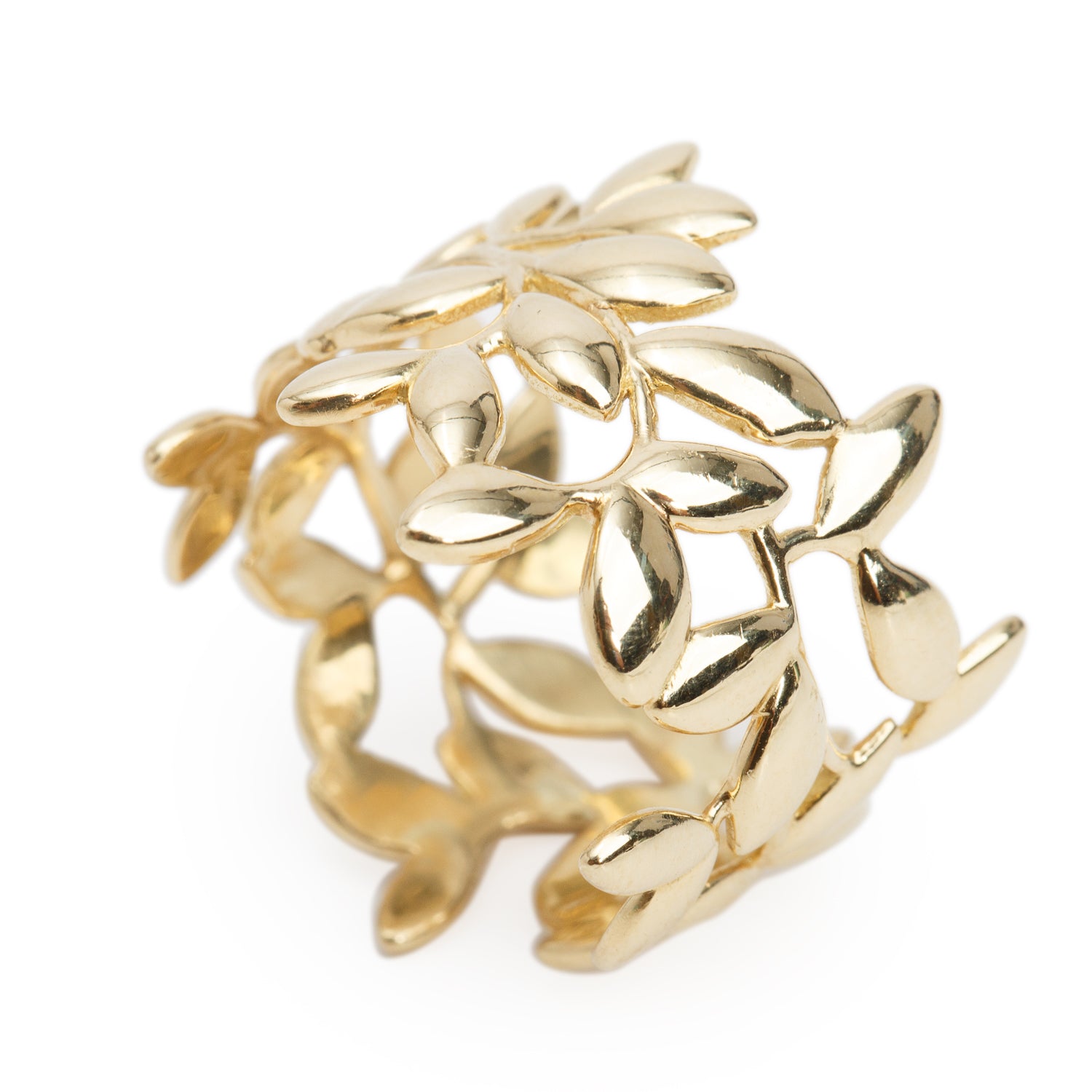 Tiffany & Co. Paloma Picasso 18k Yellow Gold Olive Leaf Wide Ring, Size 7.5 w/ Box