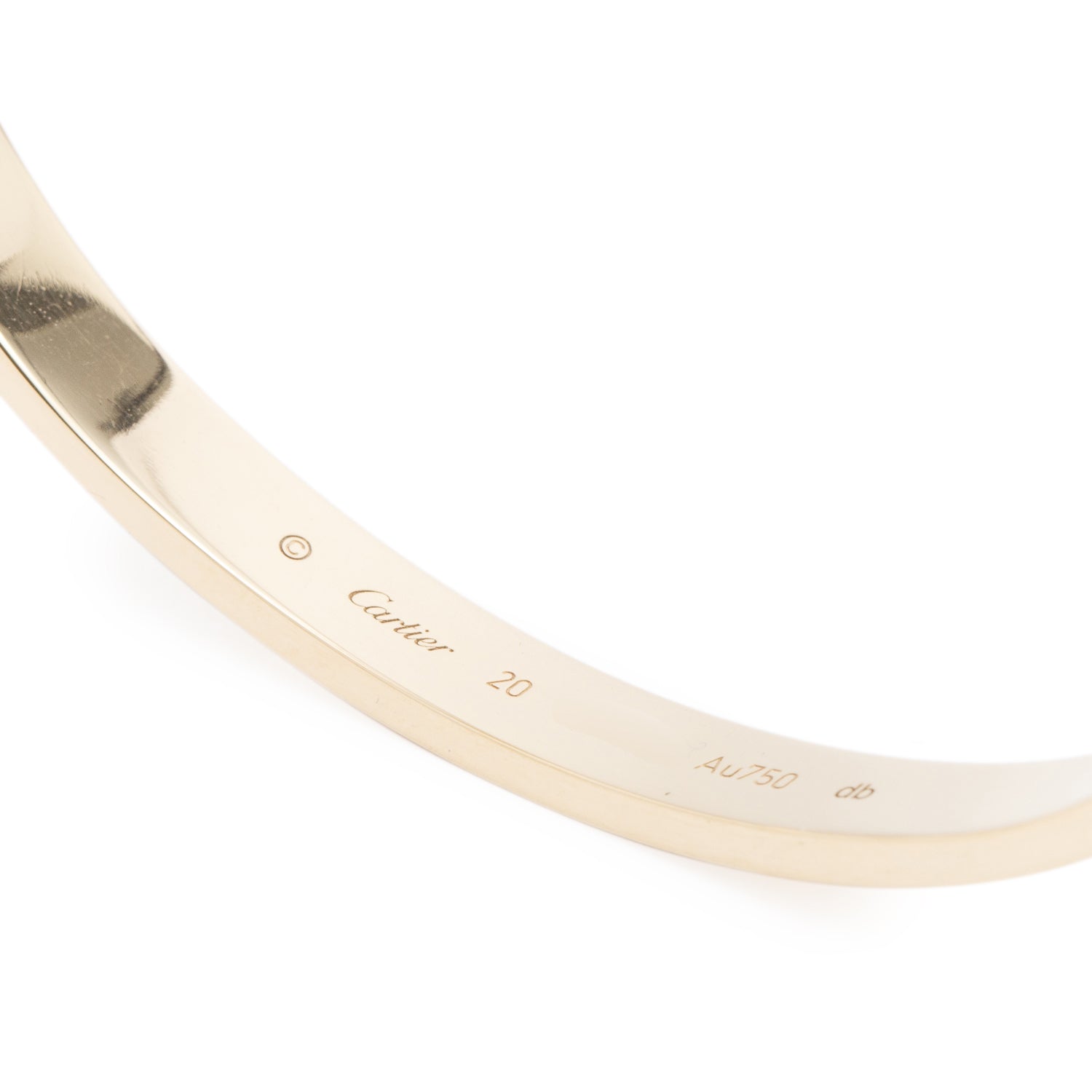Cartier 2021 18k Yellow Gold Love Bracelet, Classic Model, Size 20 w/ Box & Certificate