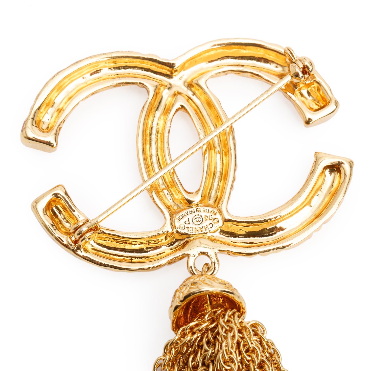 Chanel Vintage Gold Plated CC Tassel Brooch
