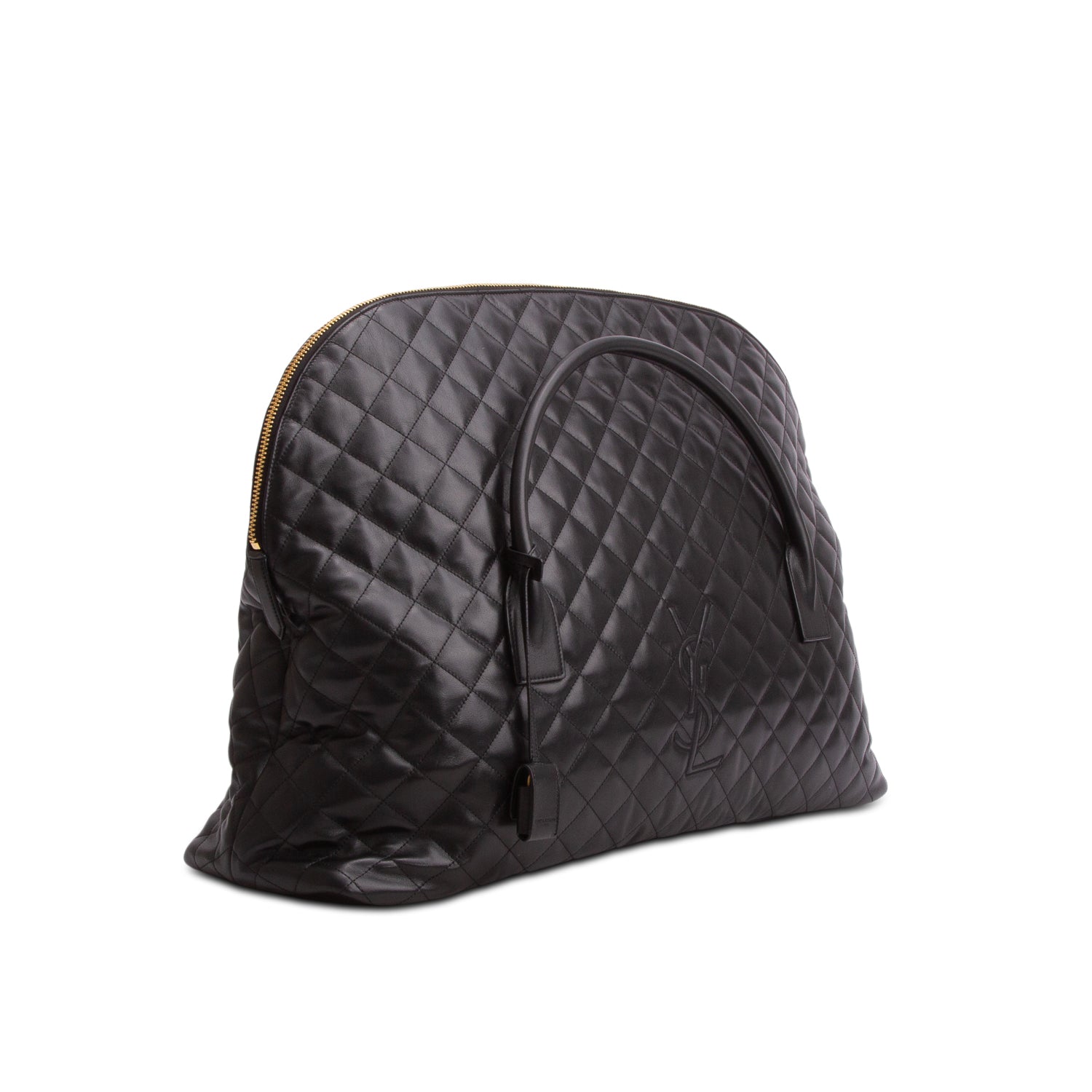 Saint Laurent 2023 Black Calfskin Quilted ES Giant Travel Bag w/ Strap