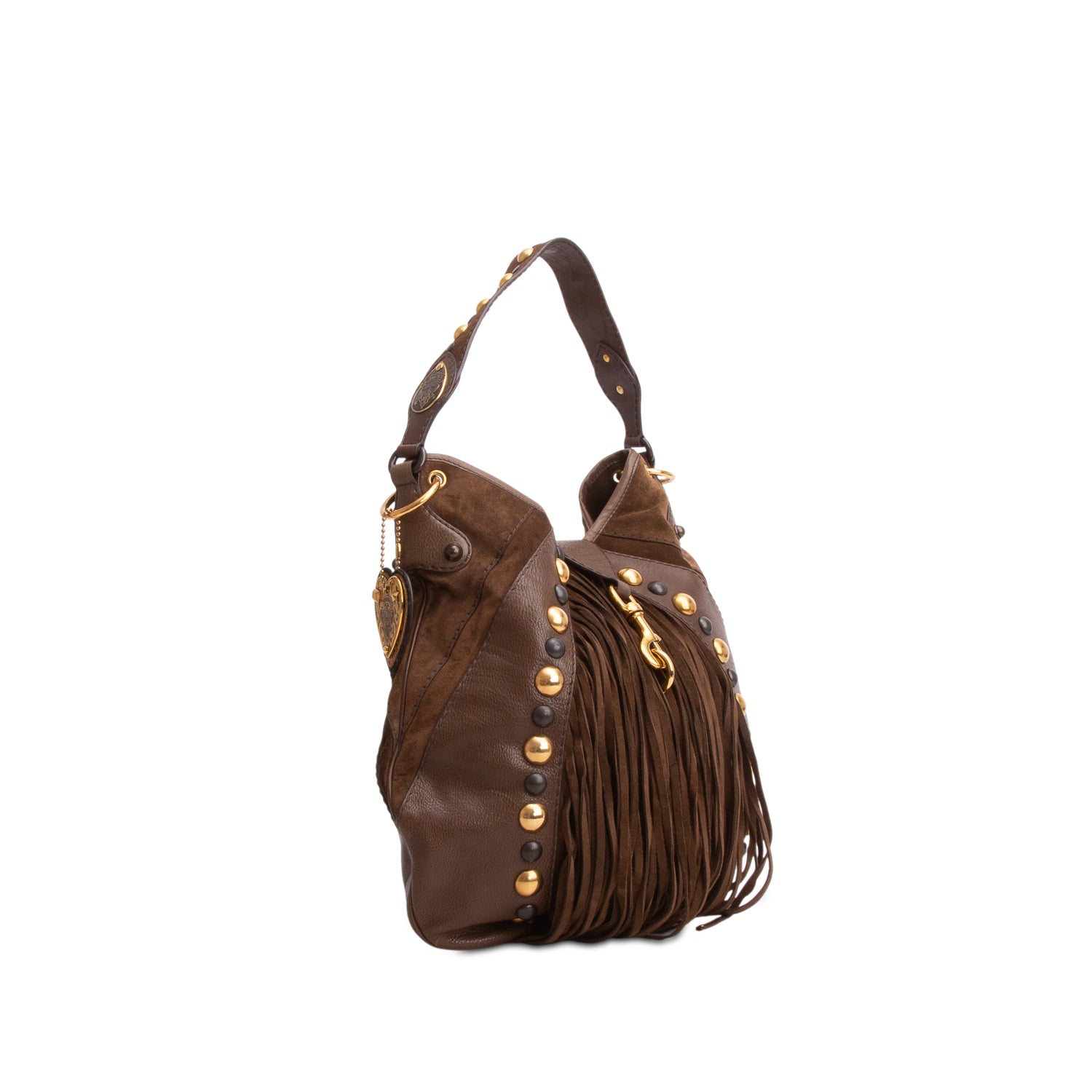 Gucci Brown Leather Suede Fringe Babouska Hobo w/ Strap