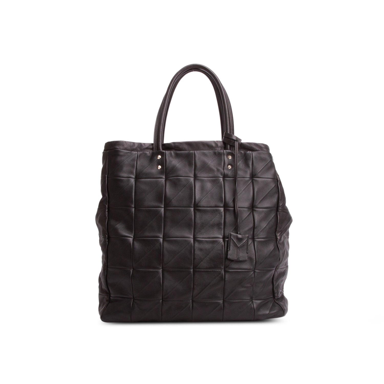 Saint Laurent Black Calfskin Square Quilted Tote Bag