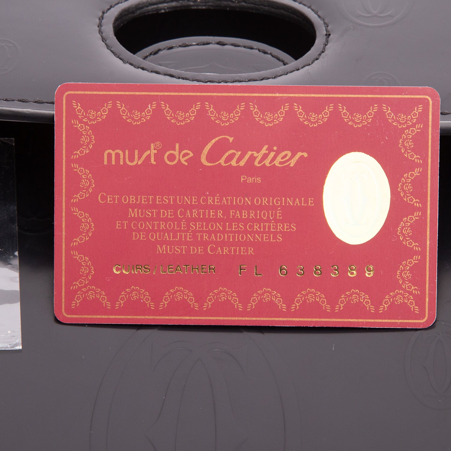 Cartier Black Patent Leather Happy Birthday Top Handle Bag w/ Authenticity Card