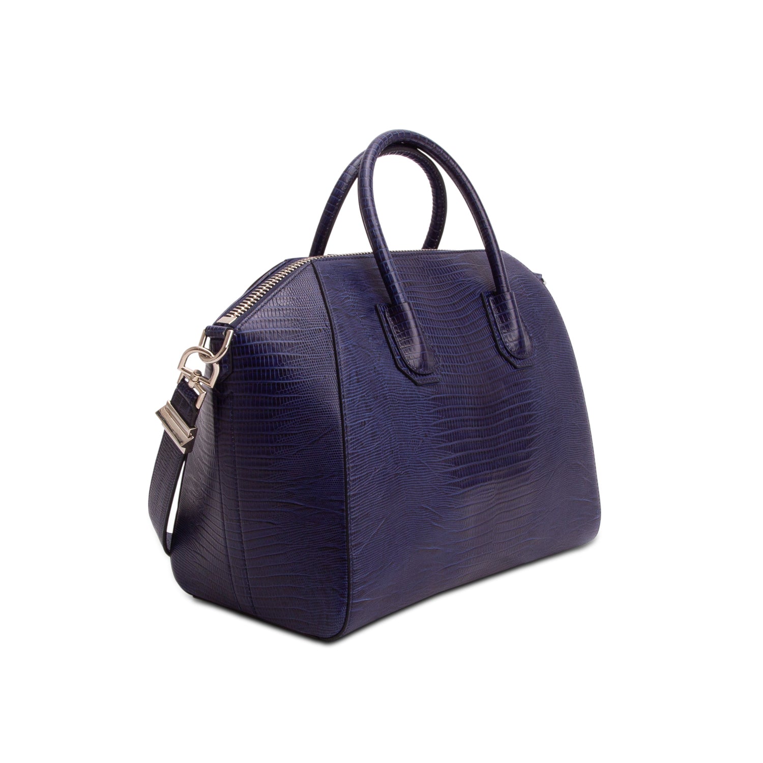Givenchy Blue Calfskin Crocodile Embossed Leather Medium Antigona w/ Strap