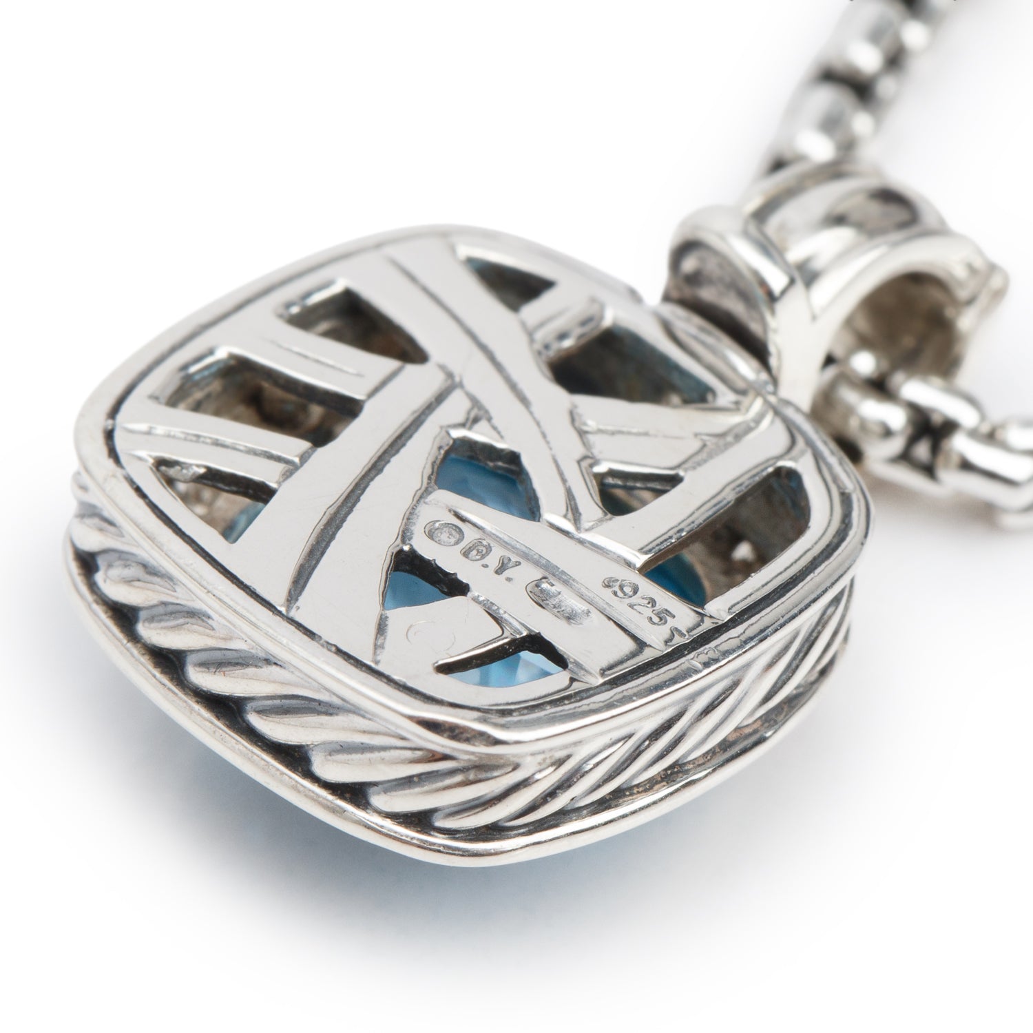 David Yurman Sterling Silver Blue Topaz & Diamond Petite Albion Pendant Necklace