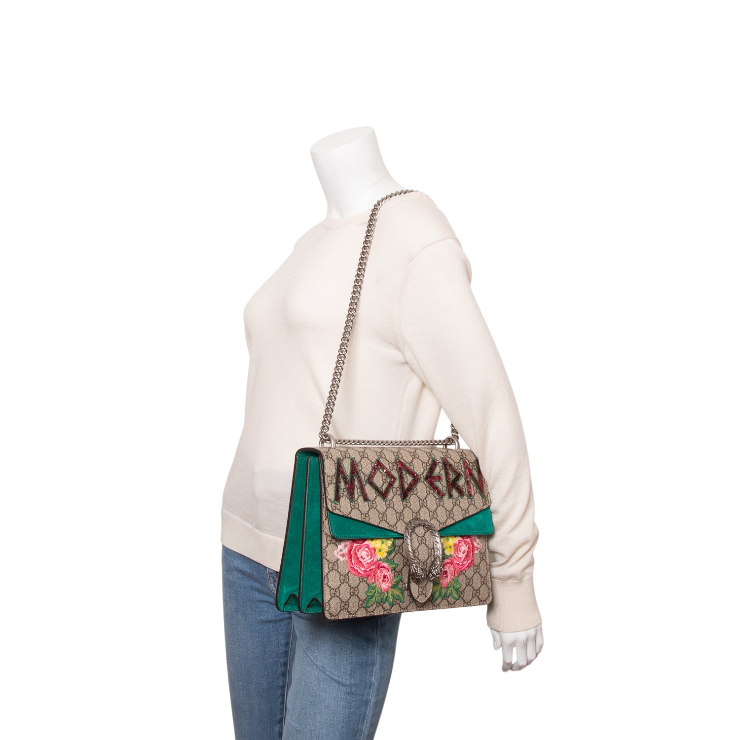 Gucci GG Supreme Monogram Embroidered Medium Dionysus Shoulder Bag