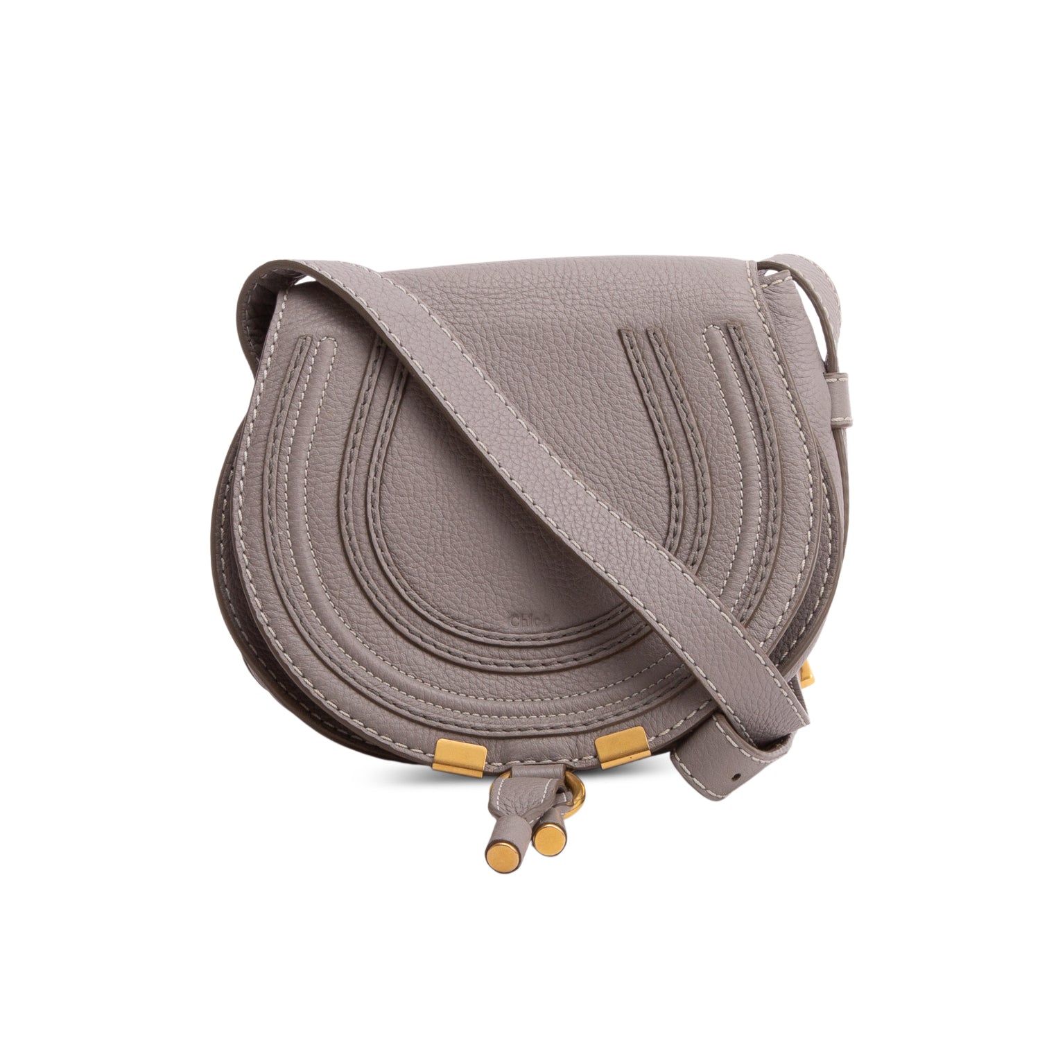 Chloe Grey Calfskin Mini Marcie Round Crossbody Bag