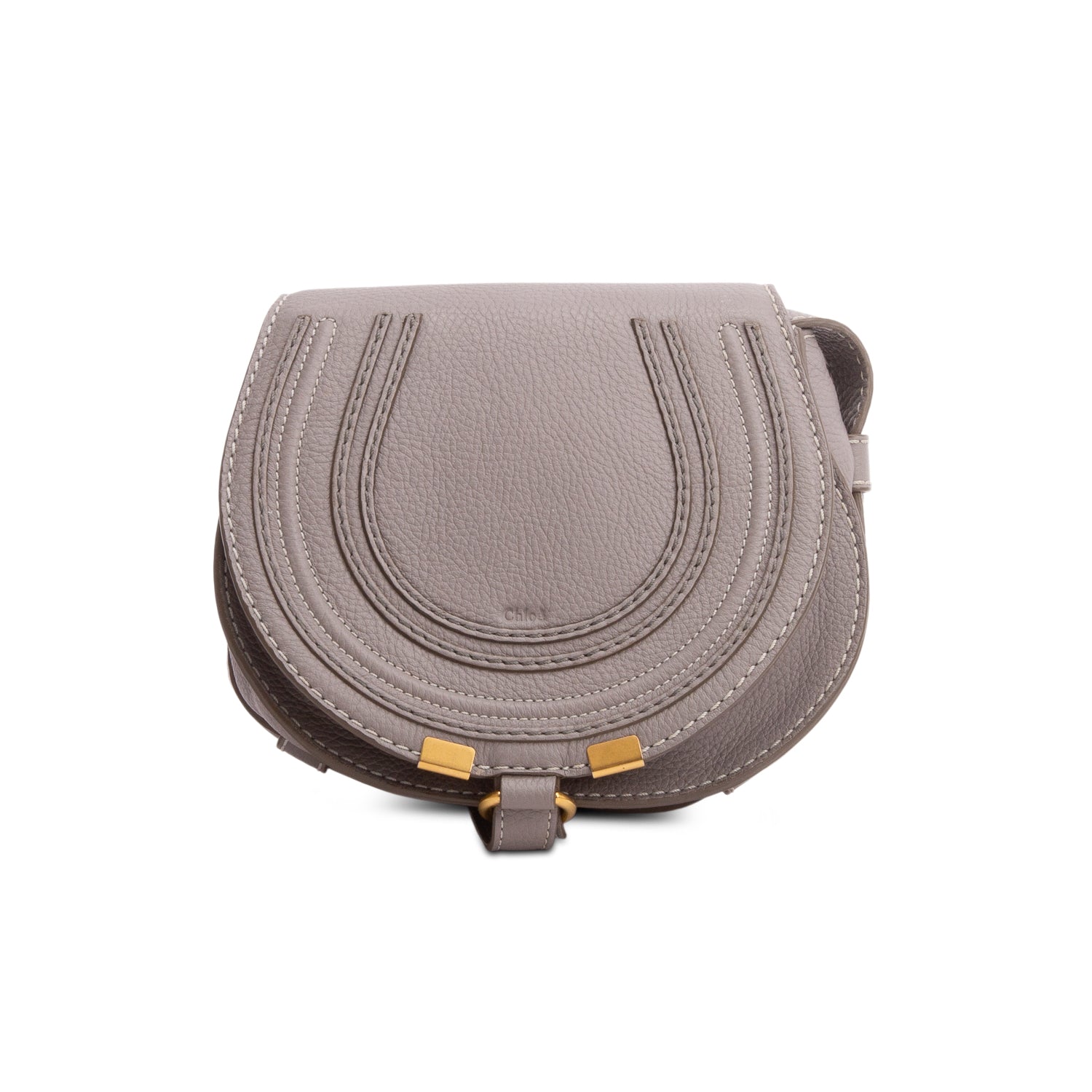 Chloe Grey Calfskin Mini Marcie Round Crossbody Bag