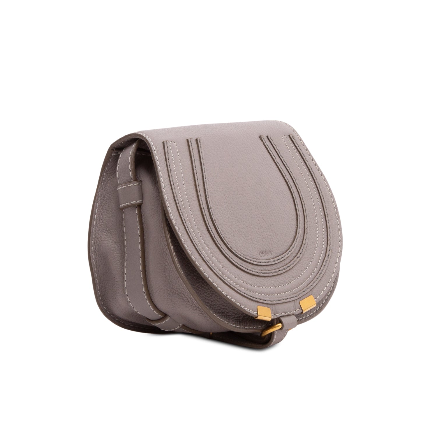 Chloe Grey Calfskin Mini Marcie Round Crossbody Bag