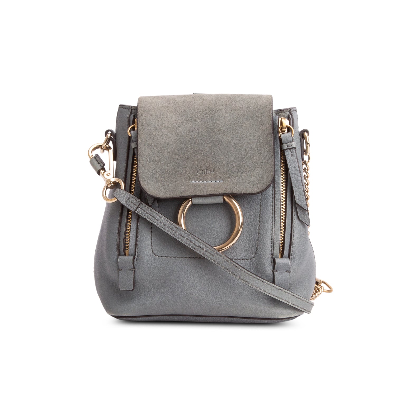 Chloe Teal Suede Calfskin Mini Faye Backpack – OLIVER'S