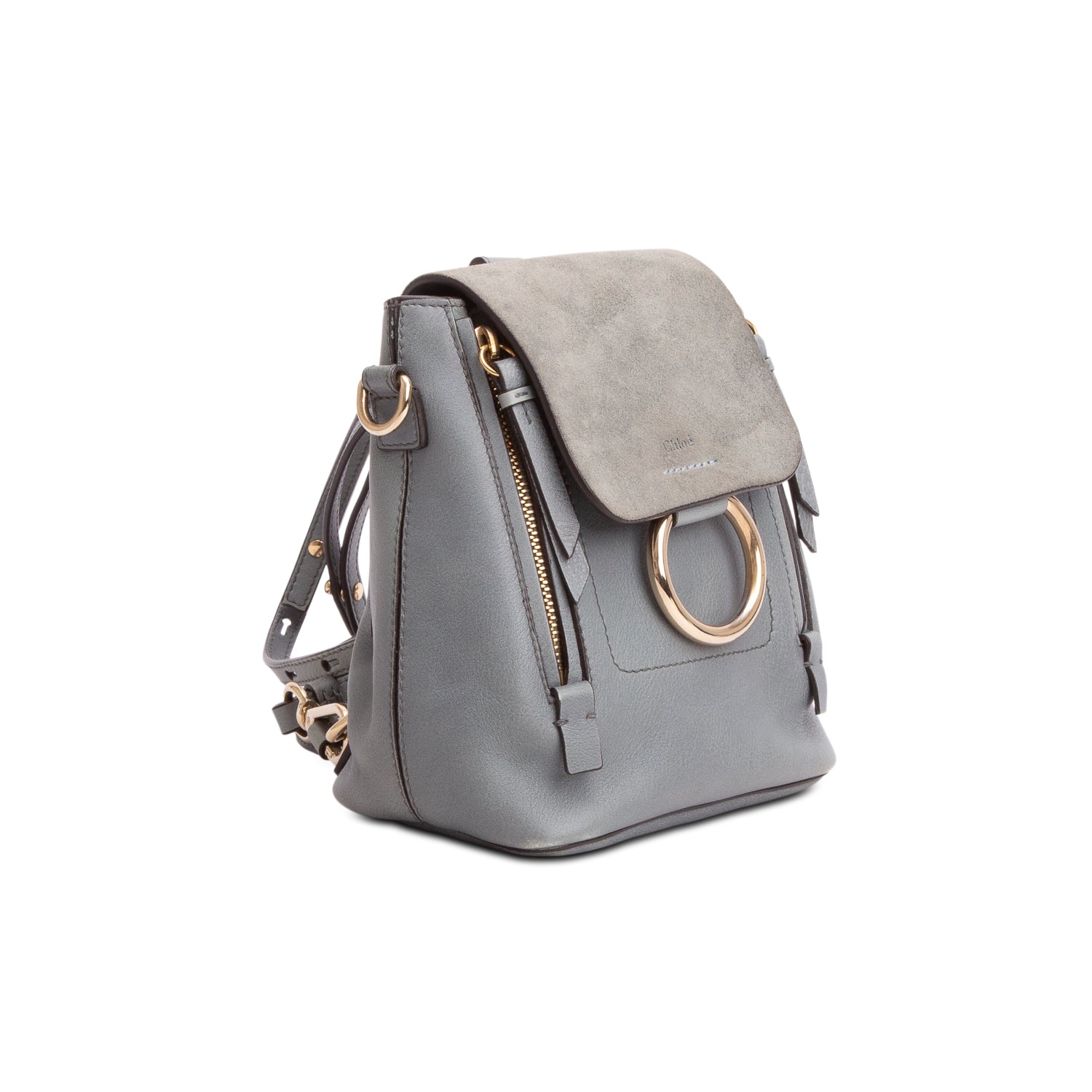 Chloe Teal Suede Calfskin Mini Faye Backpack