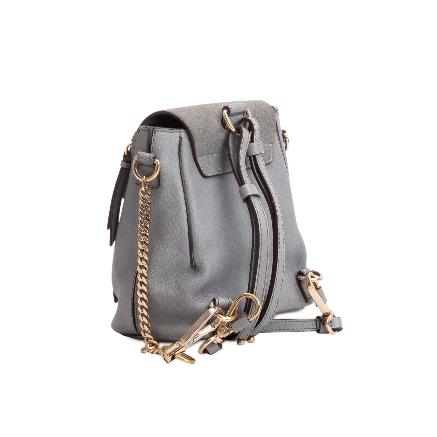 Chloe Teal Suede Calfskin Mini Faye Backpack