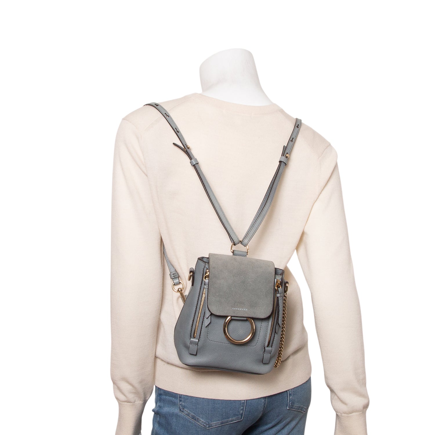 Chloe Teal Suede Calfskin Mini Faye Backpack – OLIVER'S