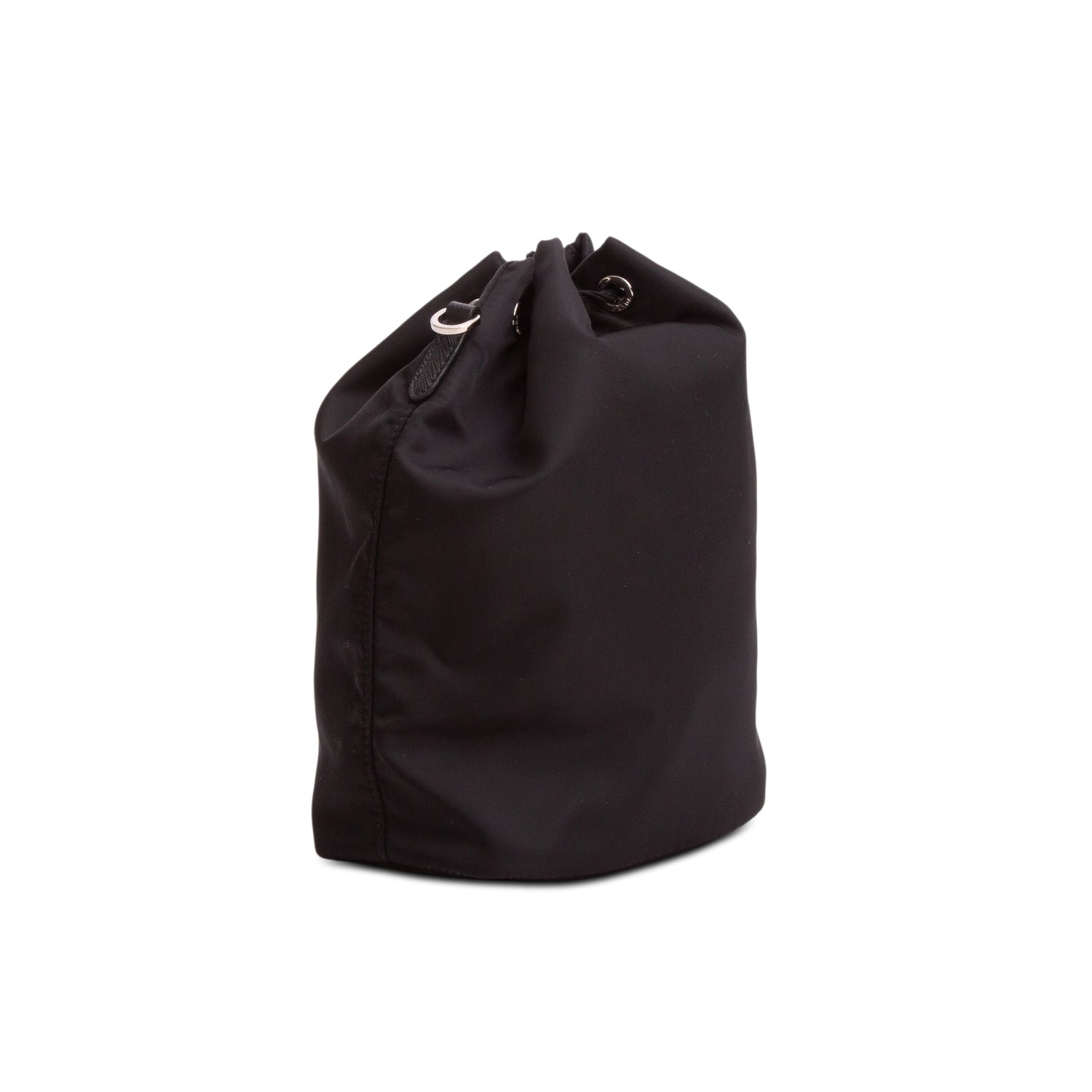Prada Black Re-Nylon Bucket Pouch Wristlet w/ Chain