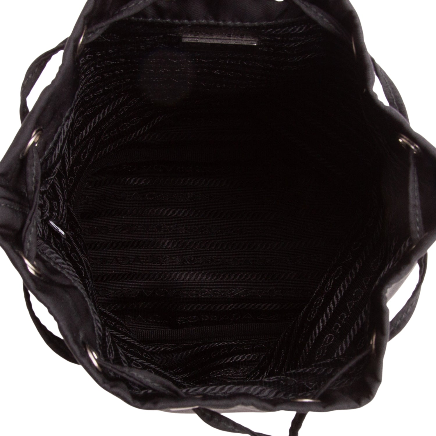 Prada Black Re-Nylon Bucket Pouch Wristlet w/ Chain
