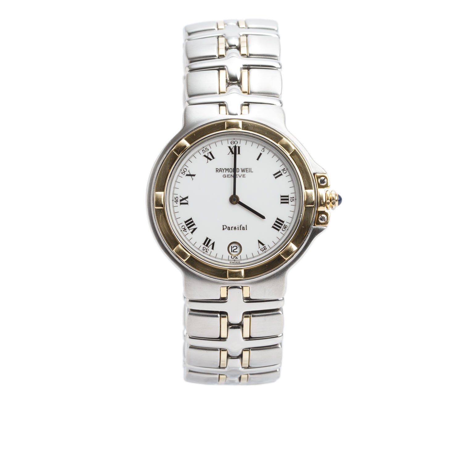 Raymond Weil Two-Tone Stainless Steel 34 MM Parsifal Quartz Watch White Dial 9190 w/ Box & Receipt