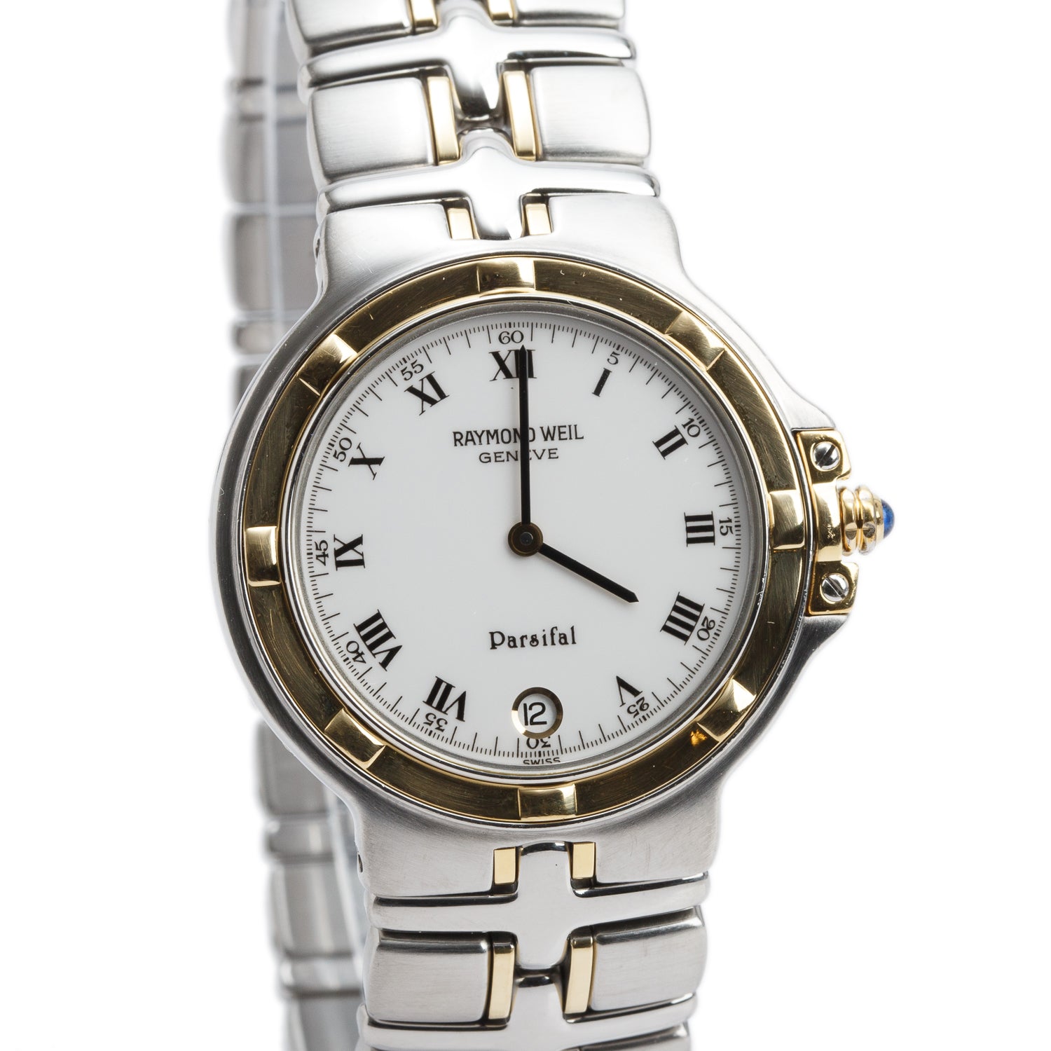 Raymond Weil Two-Tone Stainless Steel 34 MM Parsifal Quartz Watch White Dial 9190 w/ Box & Receipt