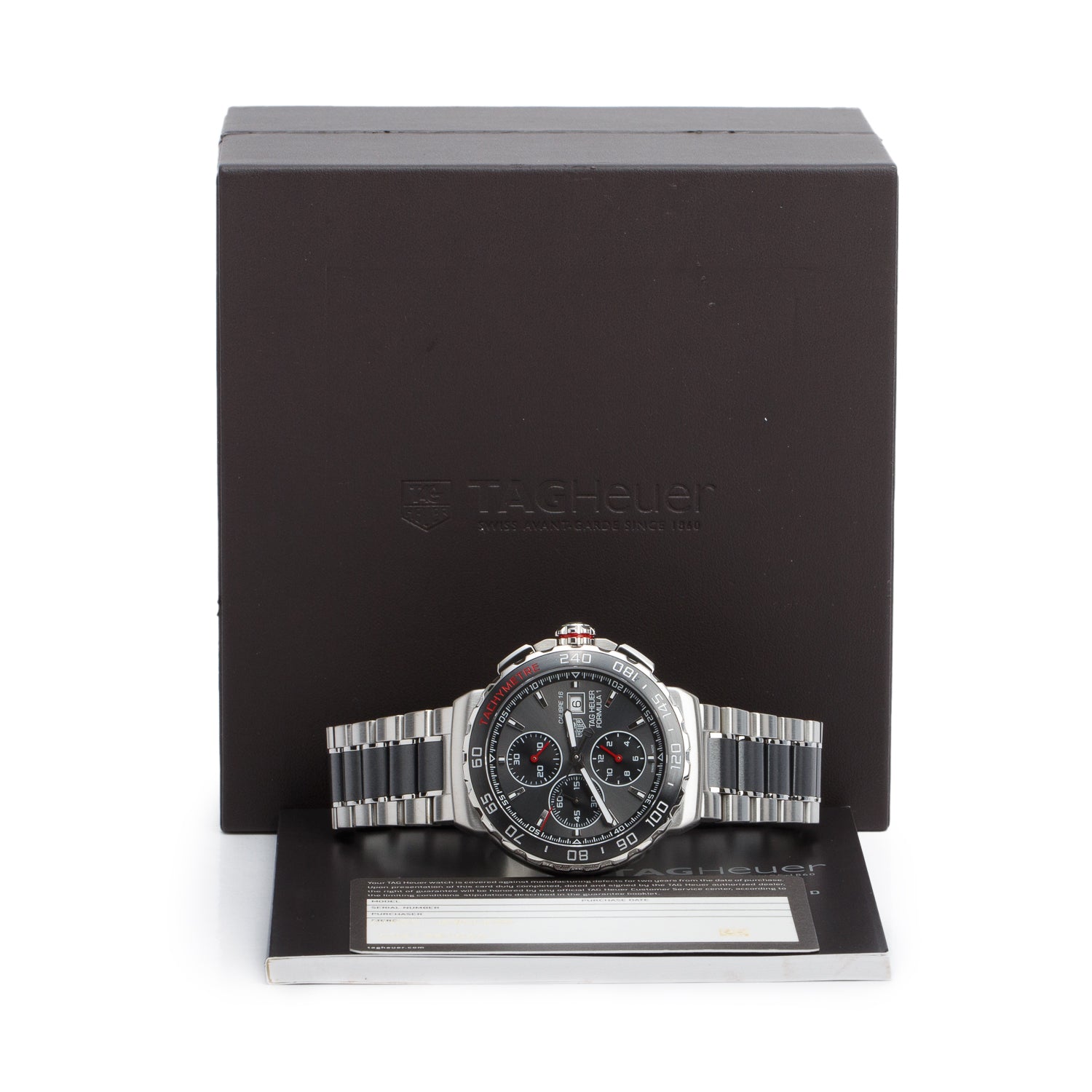 Tag Heuer Stainless Steel & Black Ceramic Formula 1 44 MM Automatic Chronograph Watch Grey Dial CAU2011 w/ Box & Papers