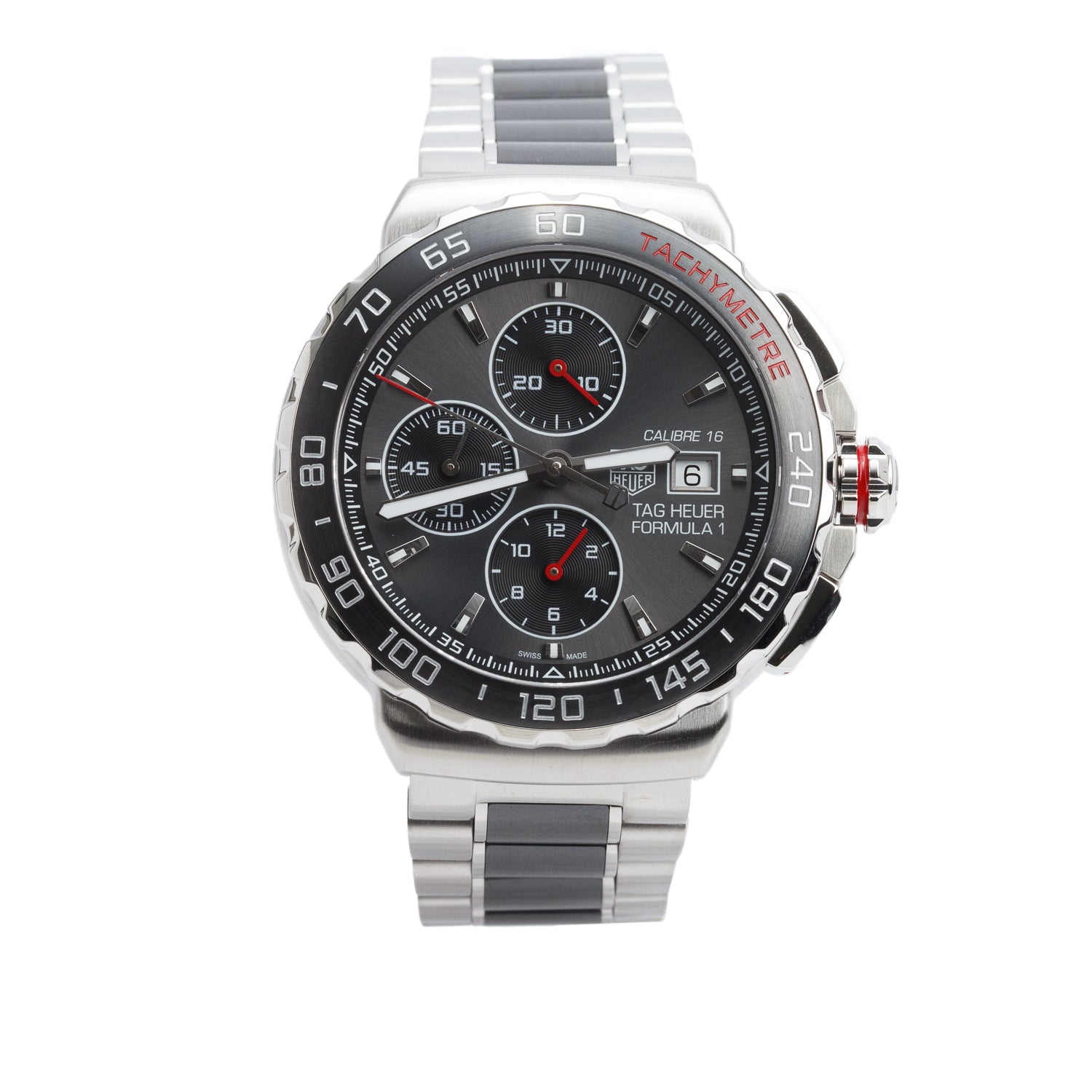 Tag Heuer Stainless Steel & Black Ceramic Formula 1 44 MM Automatic Chronograph Watch Grey Dial CAU2011 w/ Box & Papers