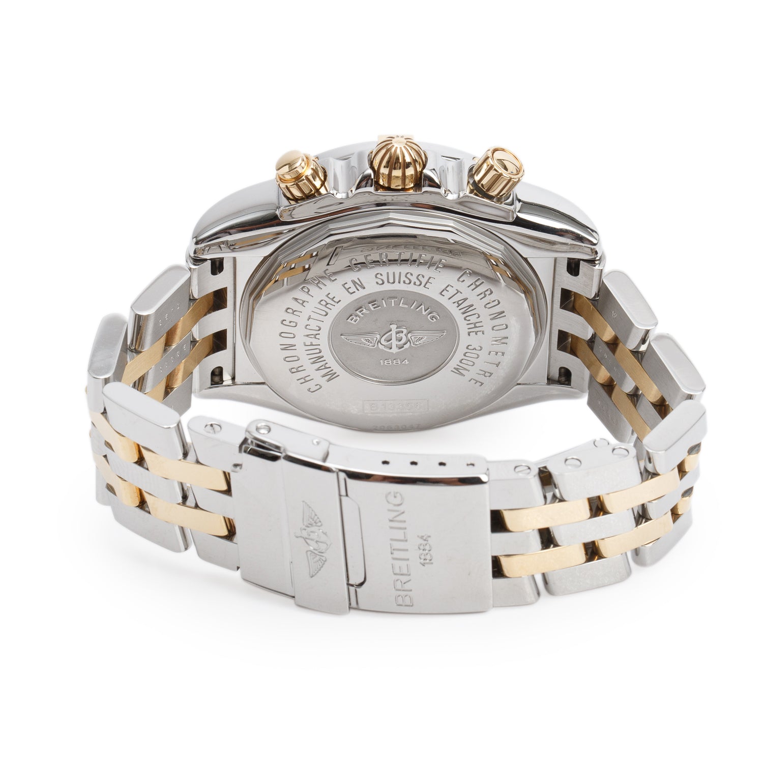 Breitling Stainless Steel & 18k Yellow Gold Chronomat Evolution 44 MM Automatic Chronograph Watch Blue Dial B13356