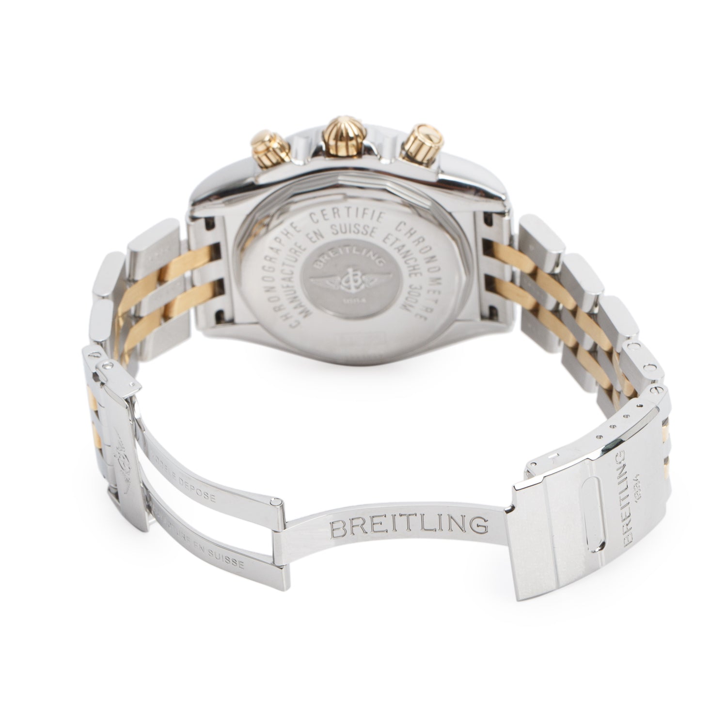 Breitling Stainless Steel & 18k Yellow Gold Chronomat Evolution 44 MM Automatic Chronograph Watch Blue Dial B13356