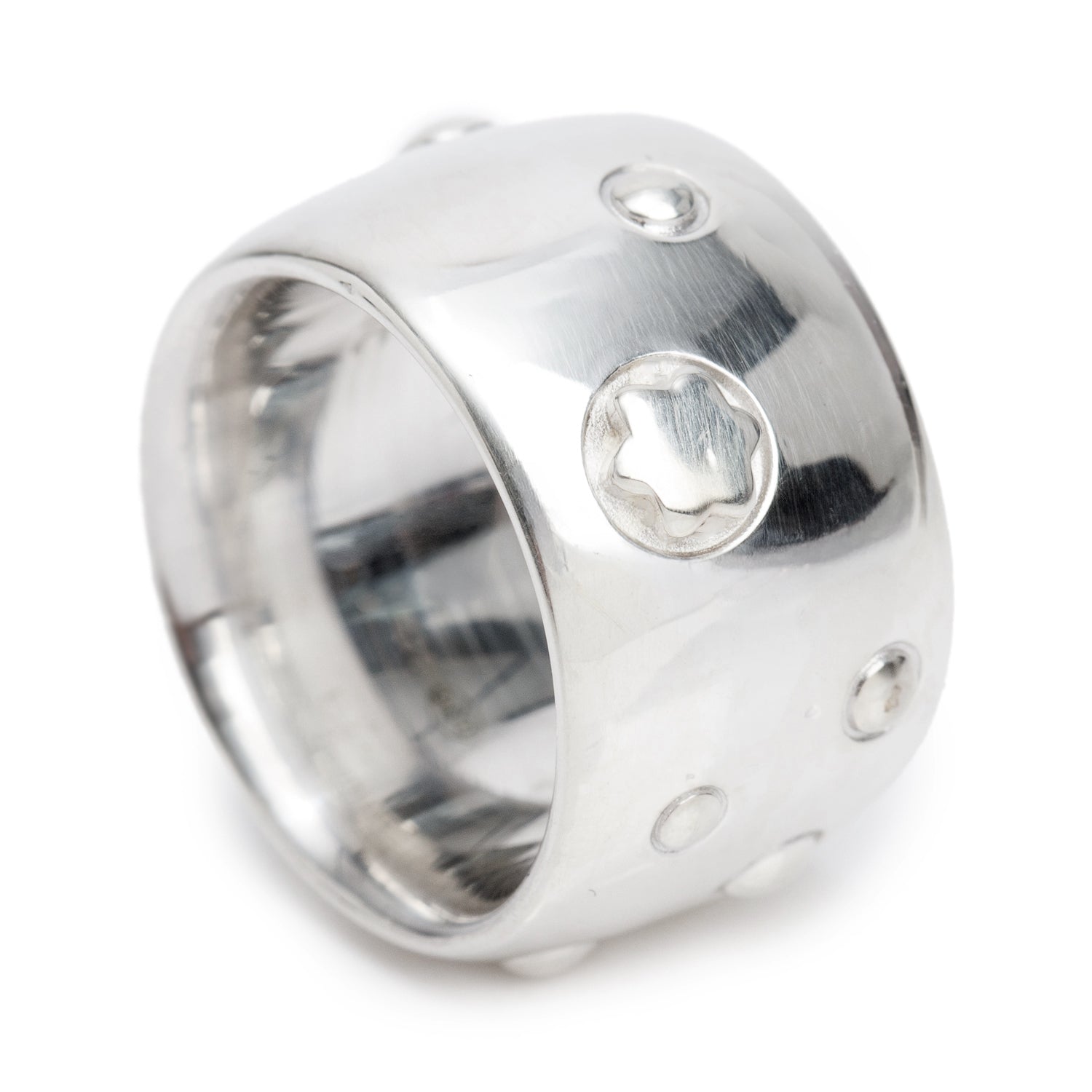 Montblanc Sterling Silver Embracing Star Wide Band Ring, Size 48 5 w/ B0x