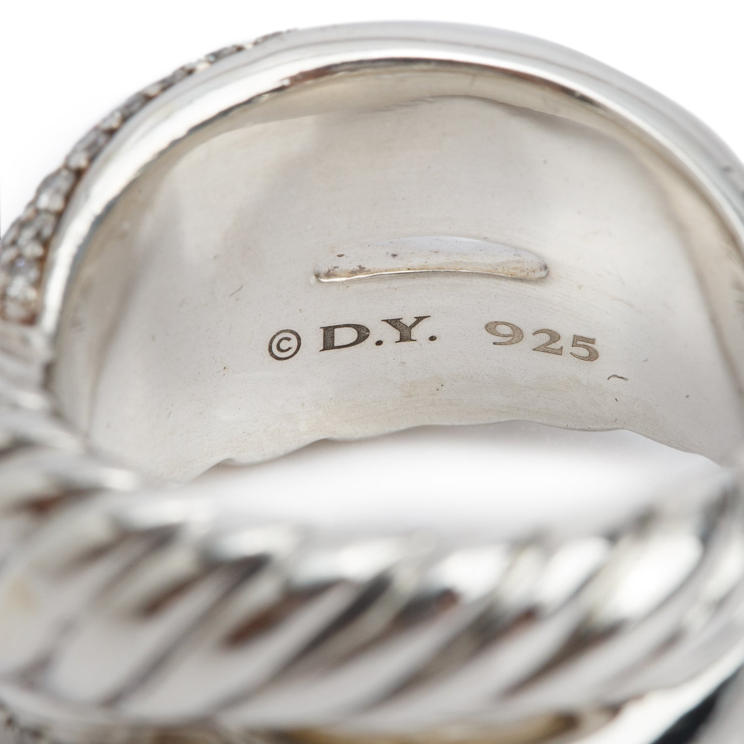 David Yurman Sterling Silver Diamond Crossover Ring, Size 7