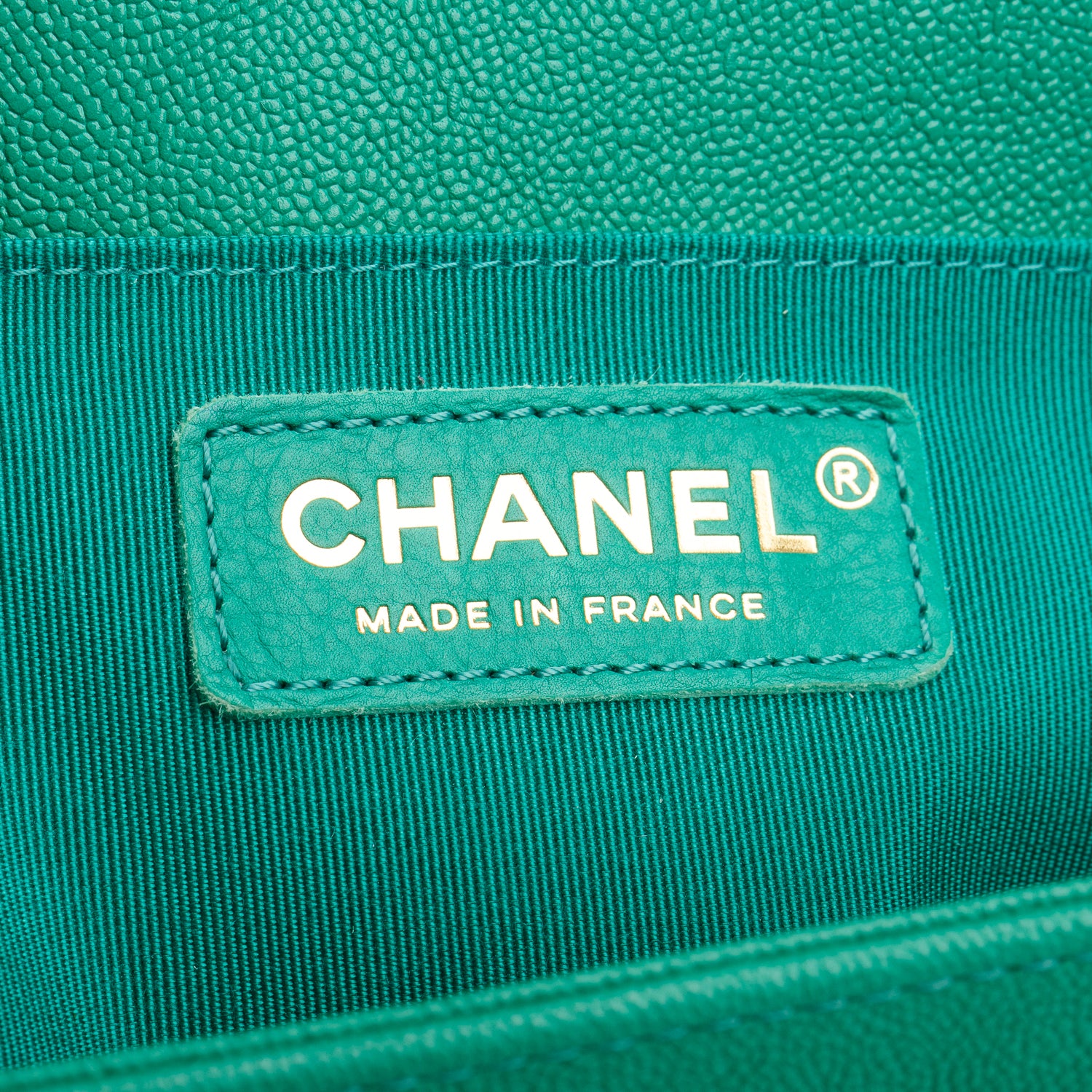 Chanel 2020 Green Caviar Quilted Medium Boy Flap Bag w/ Box, Authenticity Card & Receipt