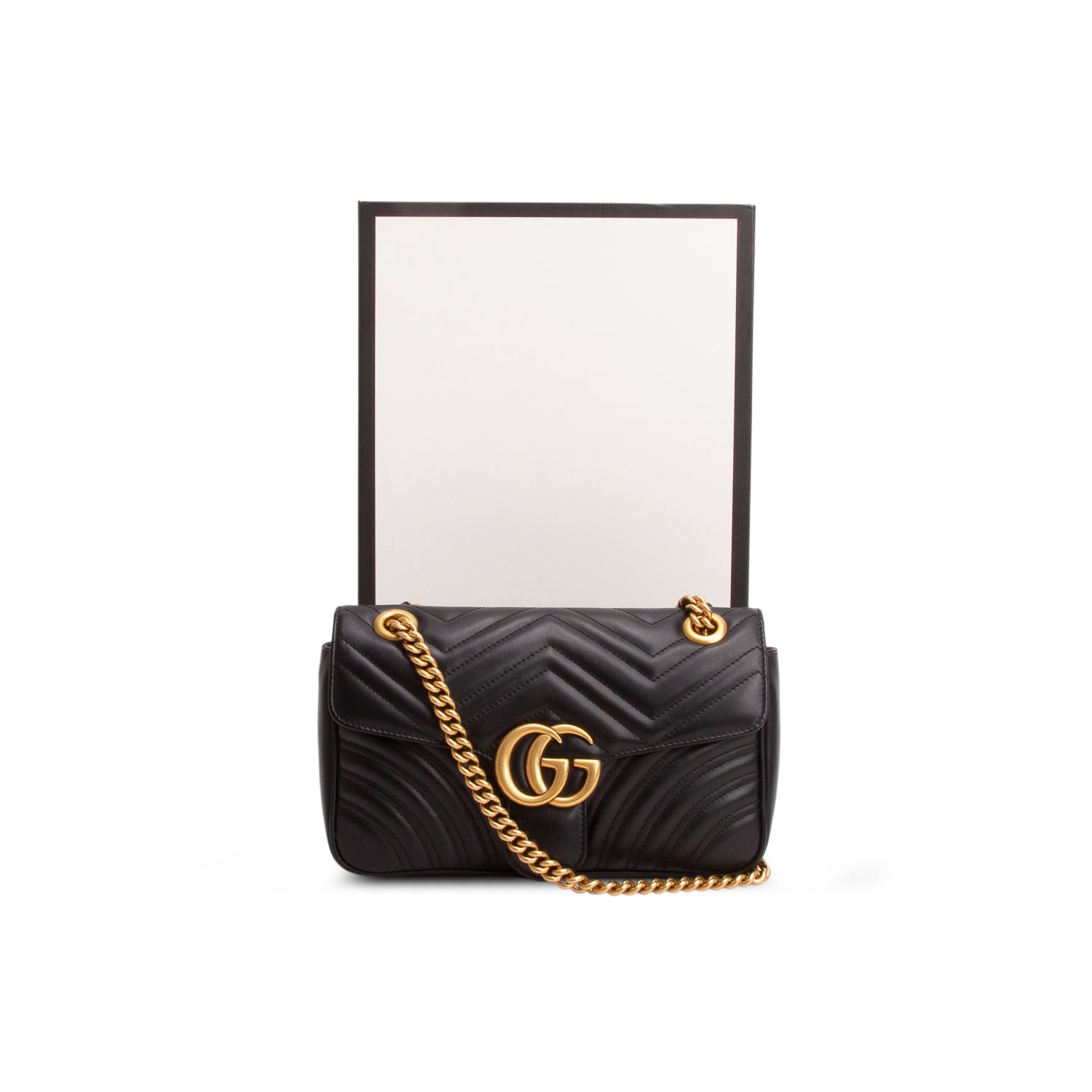Gucci Black GG Marmont Matelasse Medium Shoulder Bag w/ Box