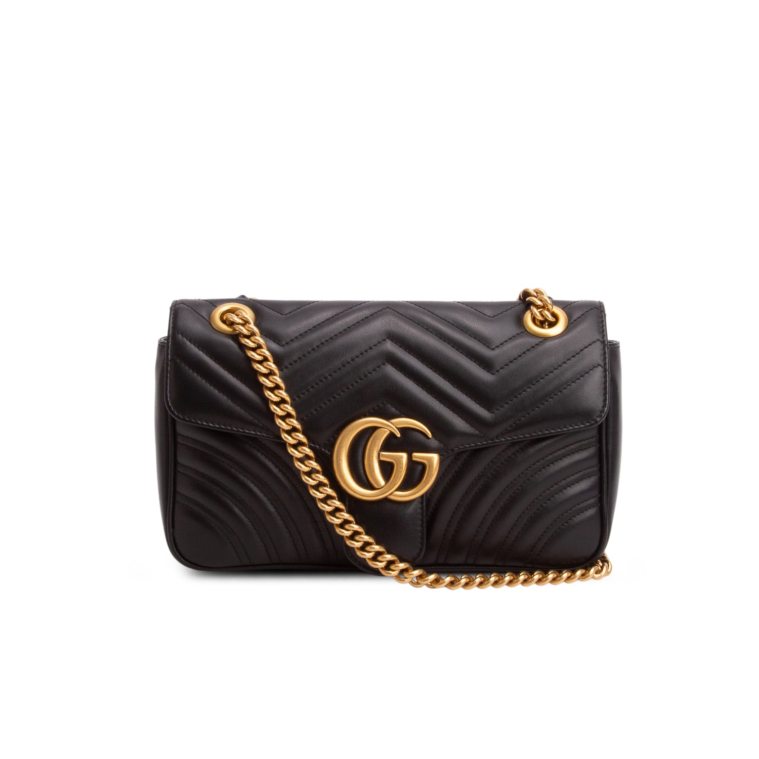 Gucci Black GG Marmont Matelasse Medium Shoulder Bag w/ Box
