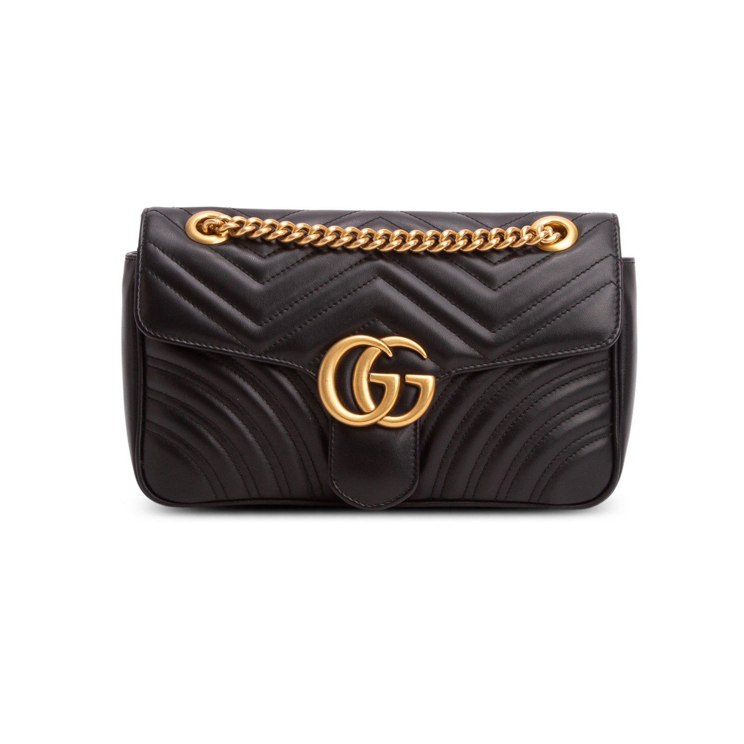 Gucci Black GG Marmont Matelasse Medium Shoulder Bag w/ Box