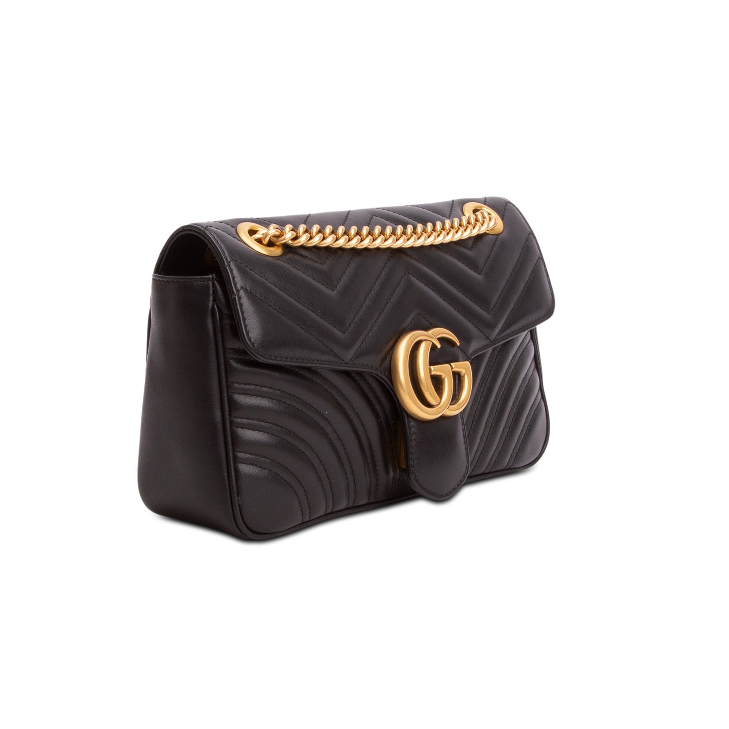 Gucci Black GG Marmont Matelasse Medium Shoulder Bag w/ Box