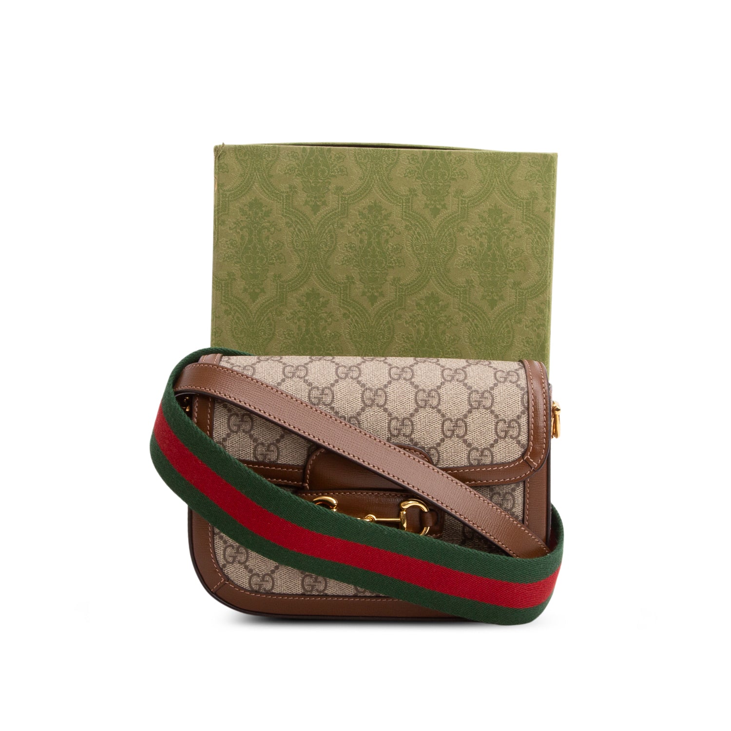Gucci GG Supreme Monogram Horsebit 1955 Small Shoulder Bag w/ Box & Straps