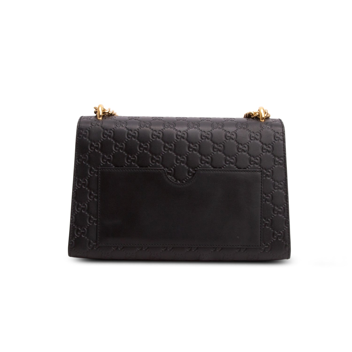 Gucci Black GG Signature Leather Medium Padlock Shoulder Bag w/ Box